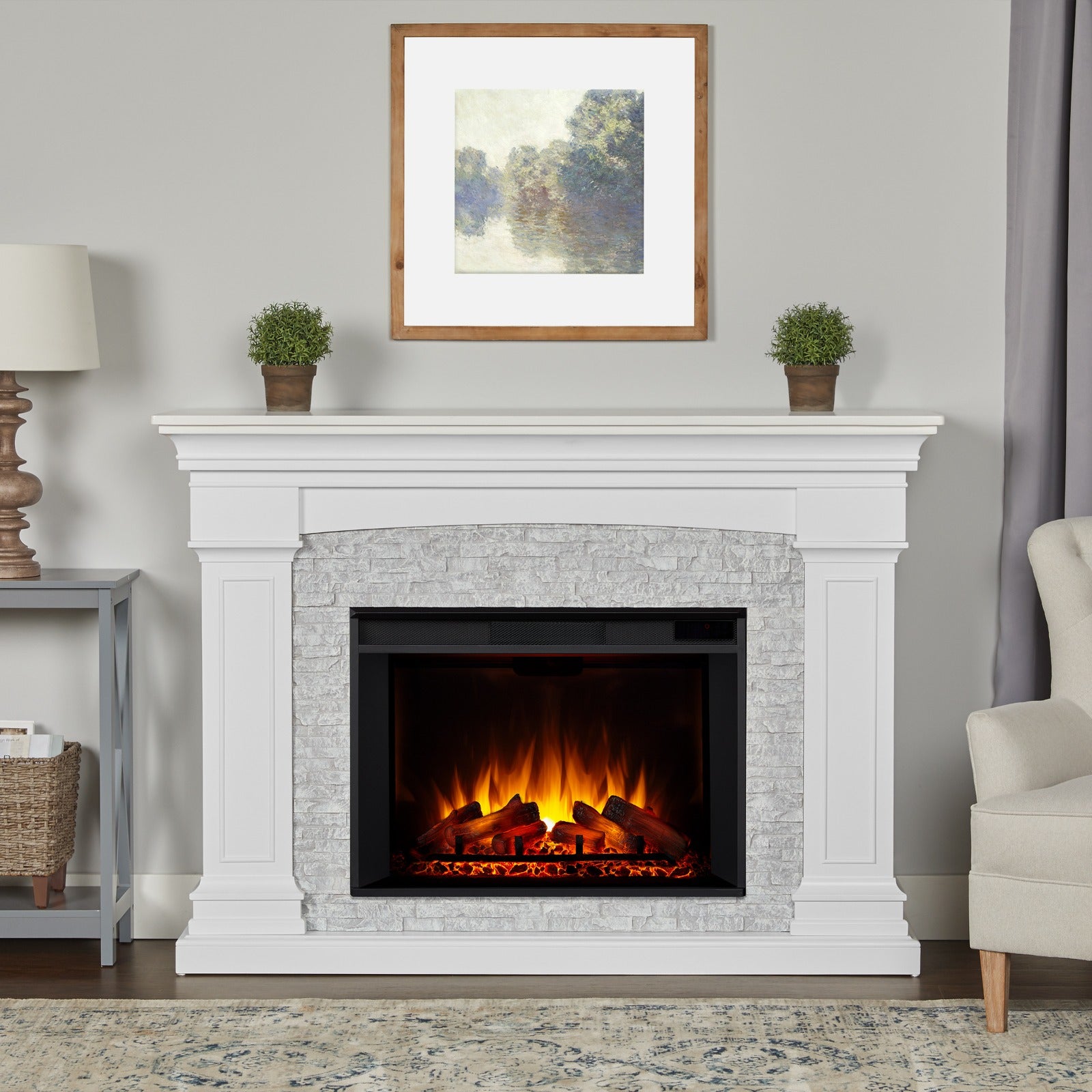 Deland Grand Electric Fireplace - Real Flame