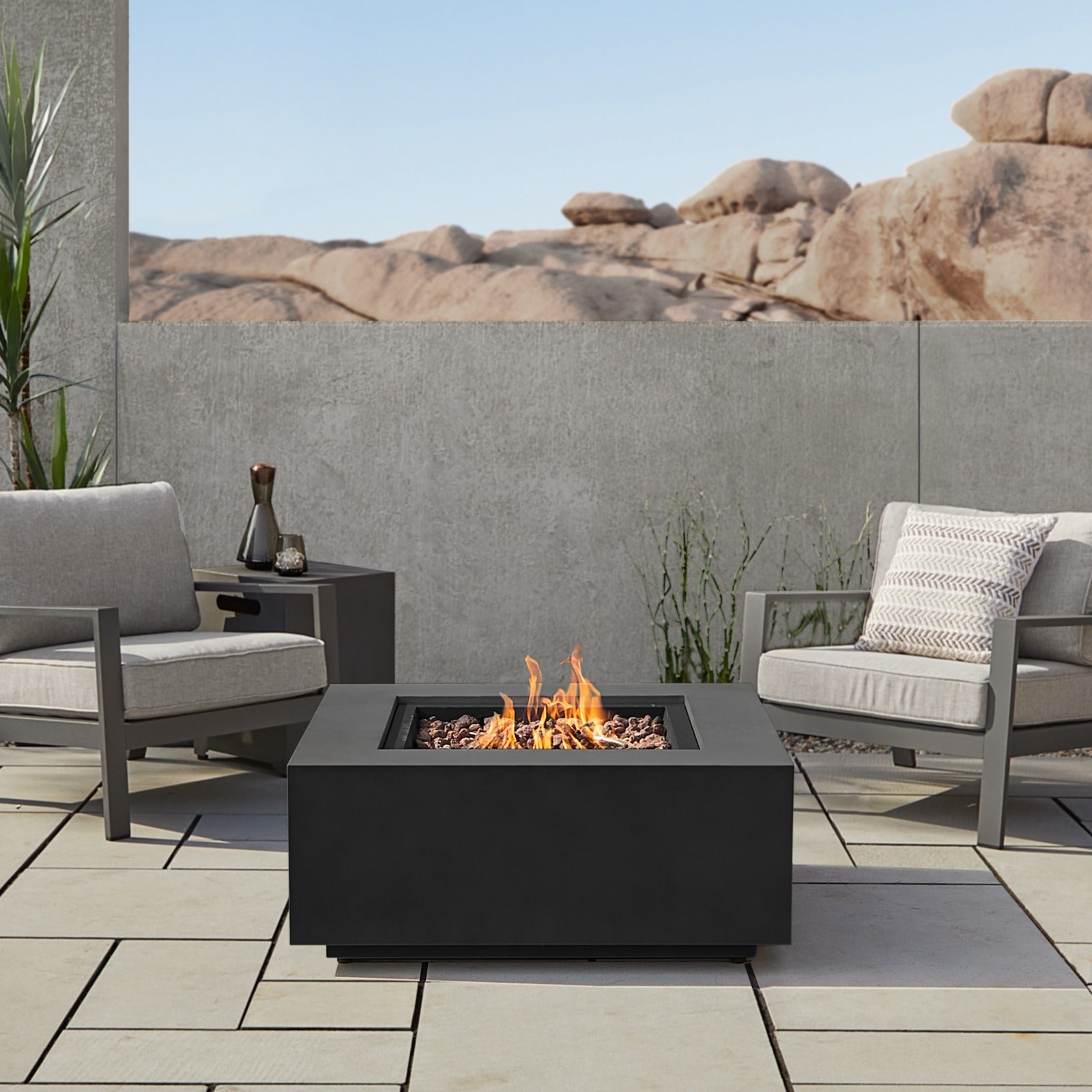Aegean Square Propane or Natural Gas Fire Pit Table - Real Flame