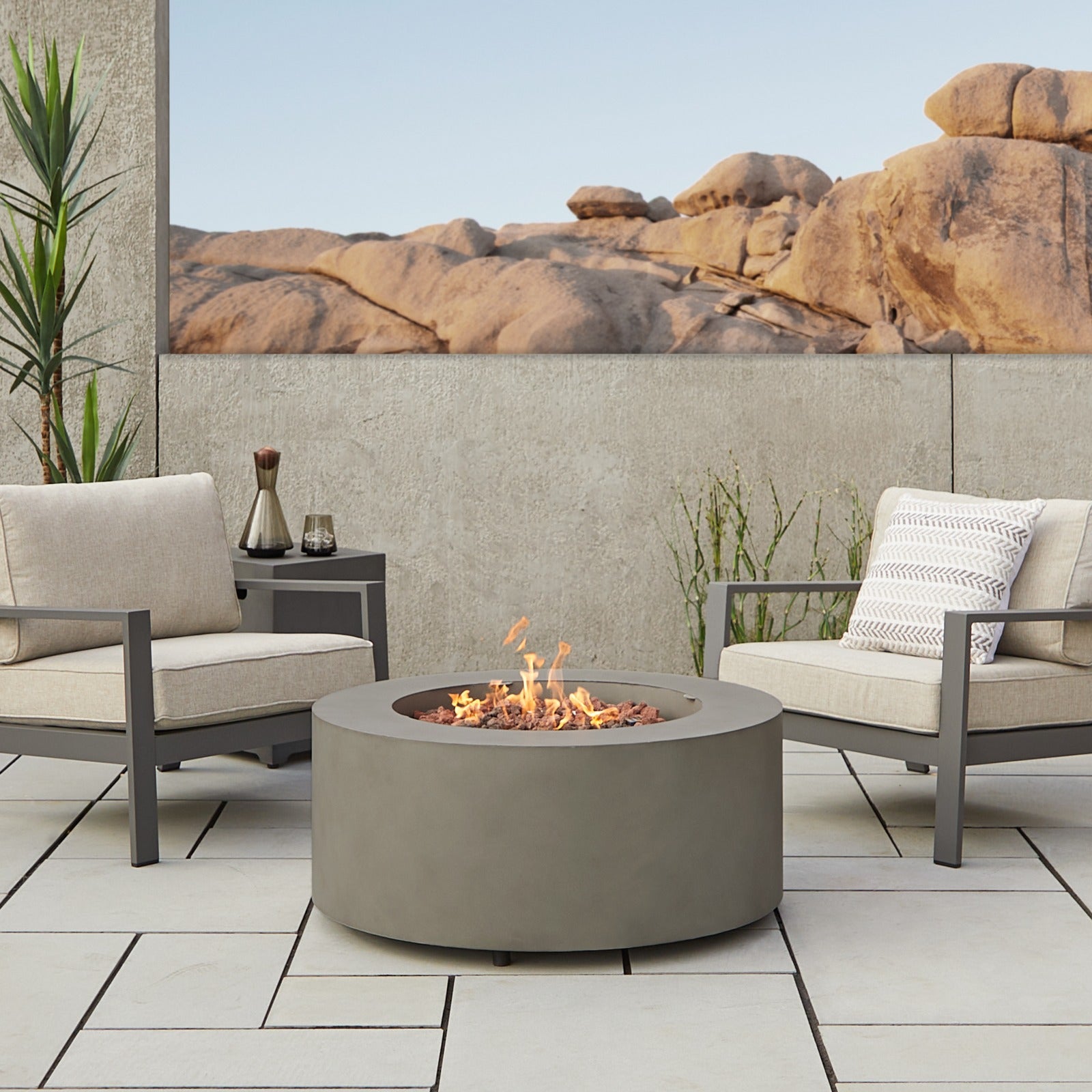 Aegean Round Propane or Natural Gas Fire Pit Table - Real Flame