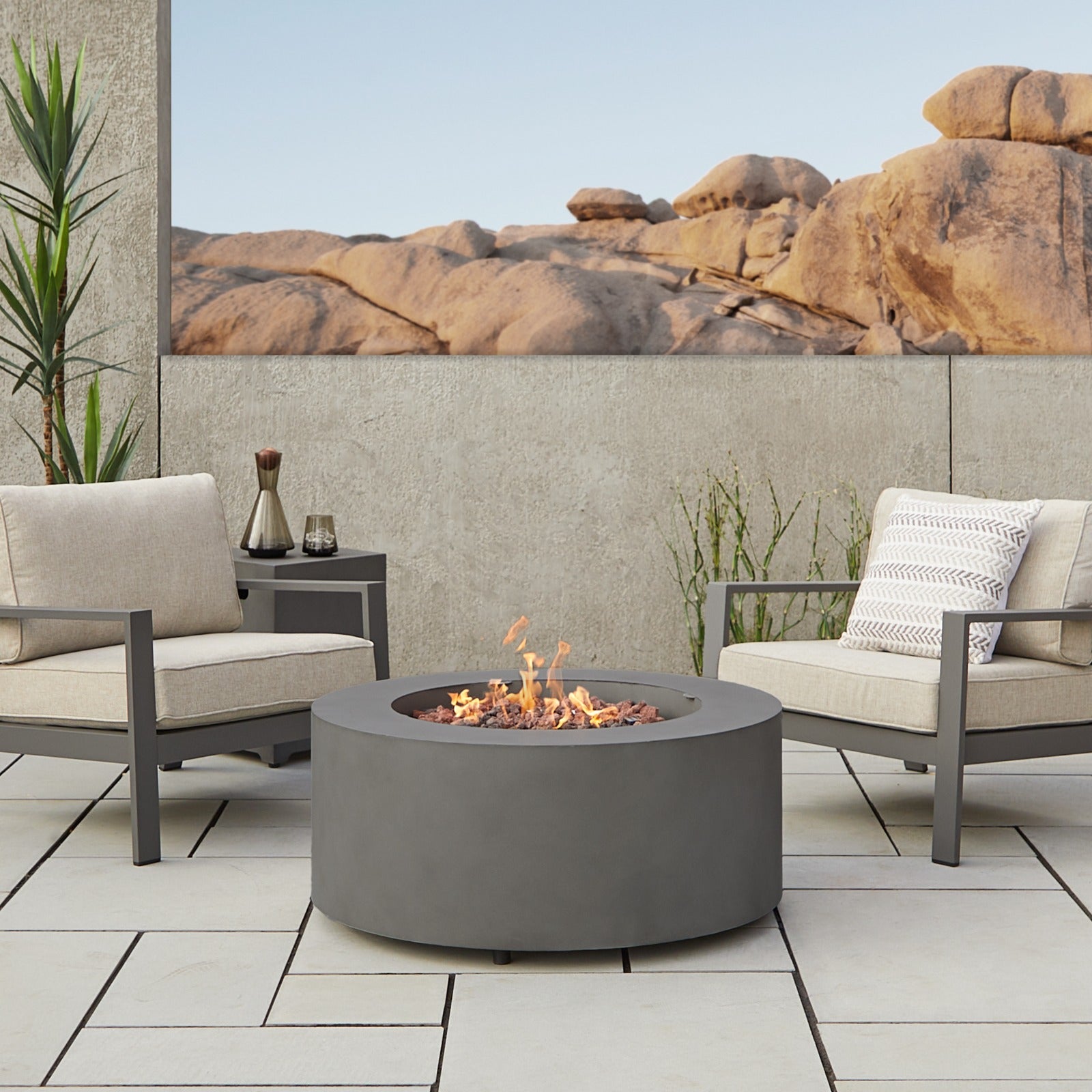 Aegean Round Propane or Natural Gas Fire Pit Table - Real Flame
