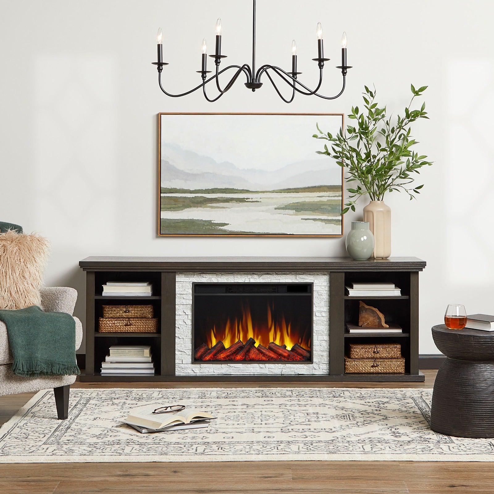 Kenai Slim Electric Fireplace TV Stand - Real Flame