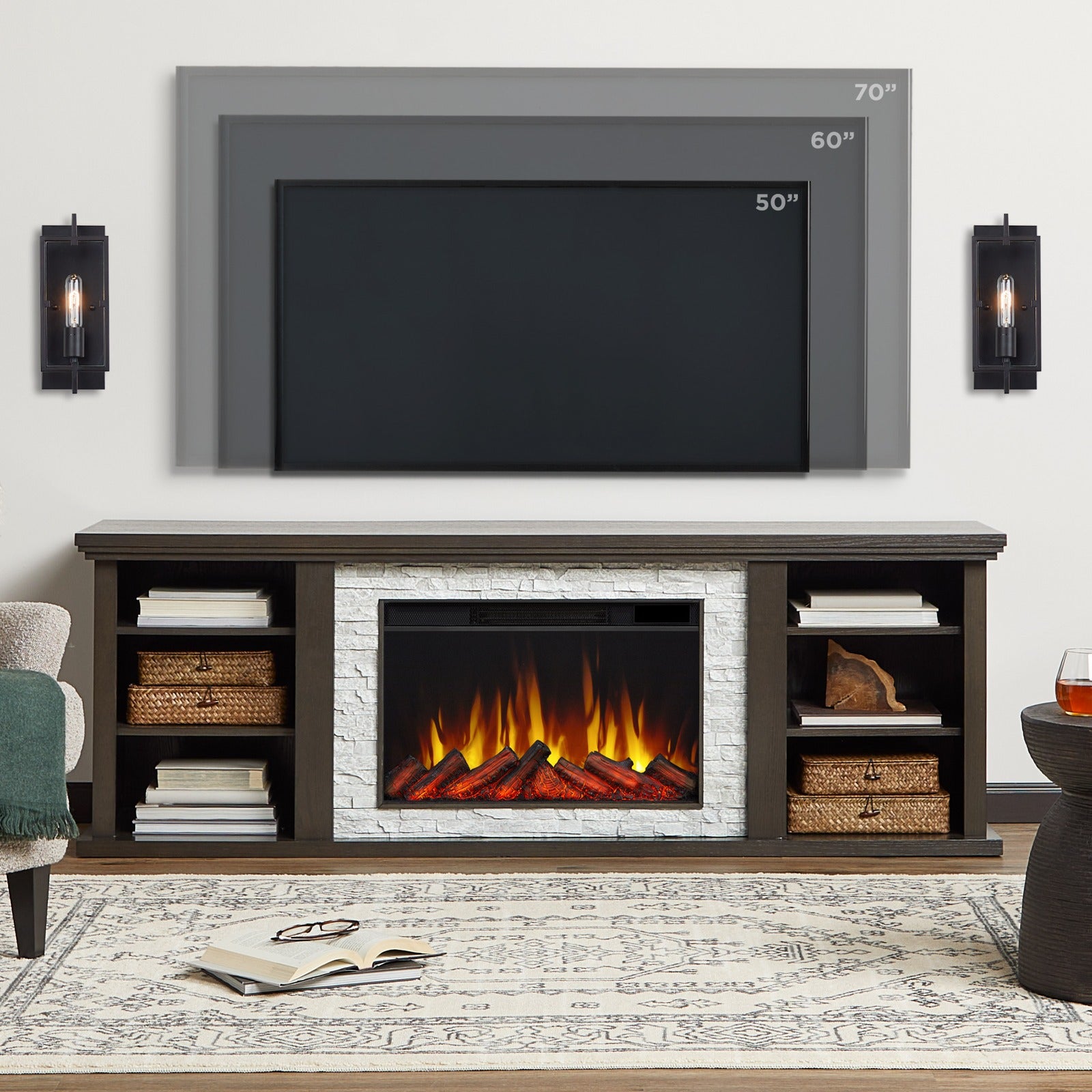 Kenai Slim Electric Fireplace TV Stand - Real Flame