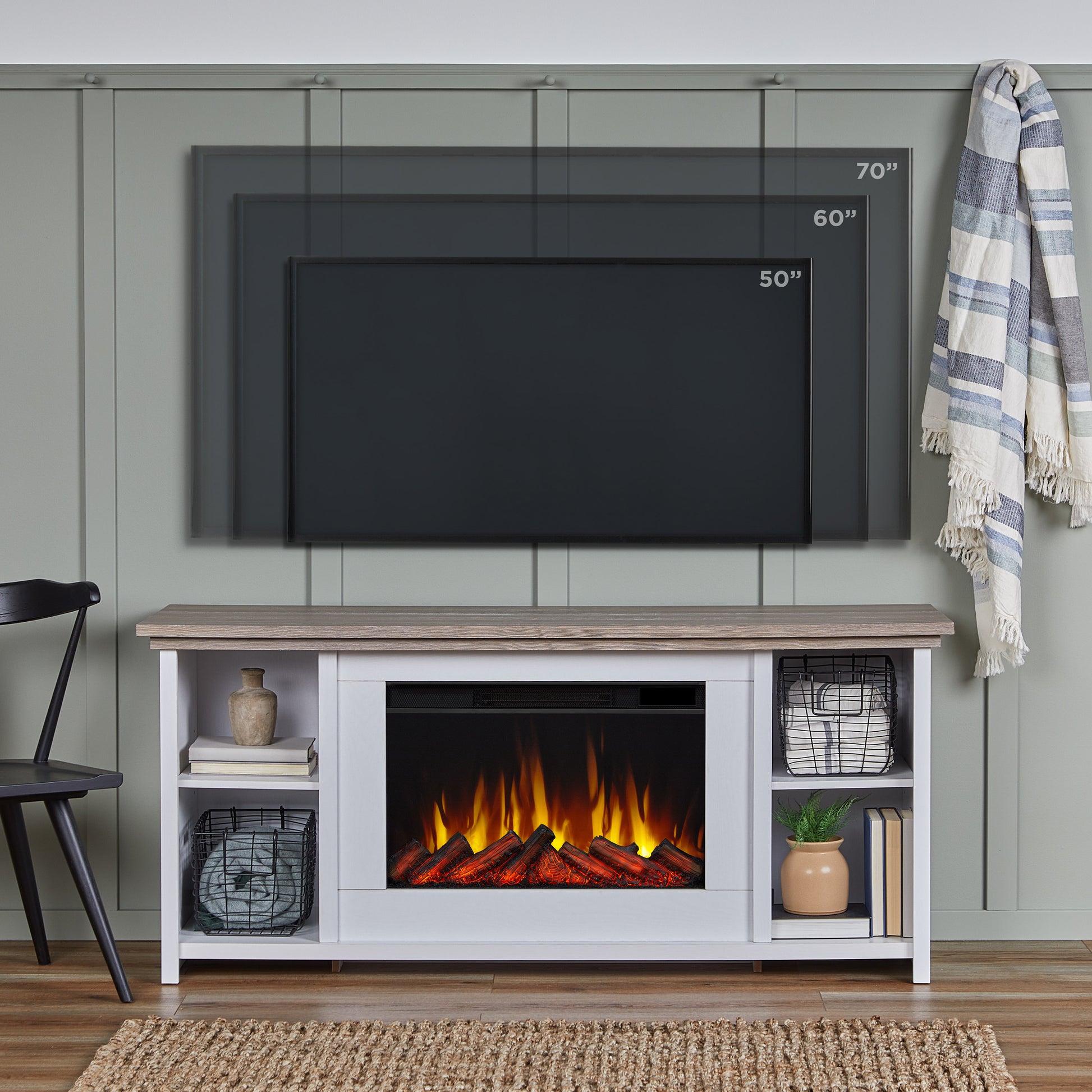 Tramore Slim Electric Fireplace TV Stand - Real Flame