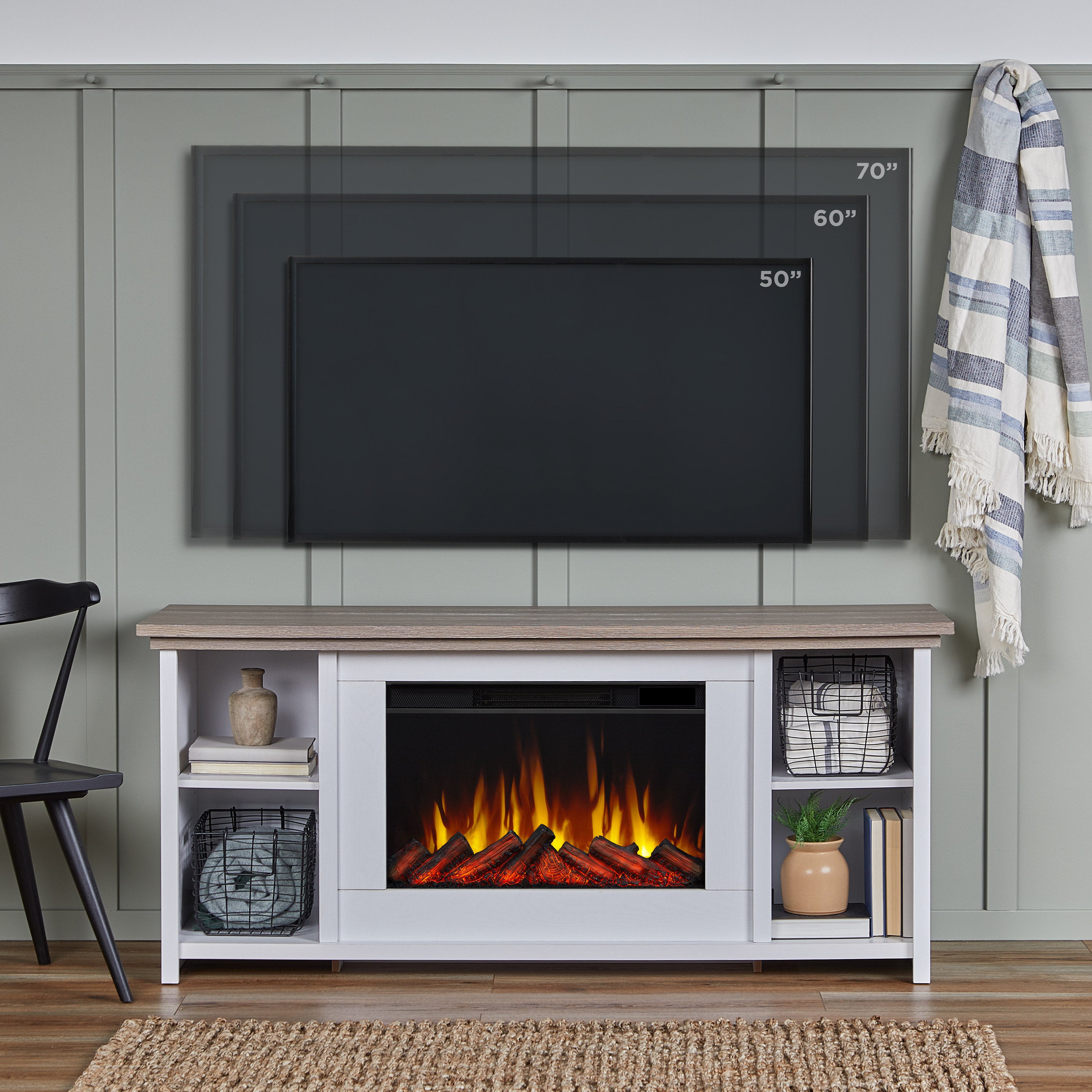 Tramore Slim Electric Fireplace TV Stand - Real Flame
