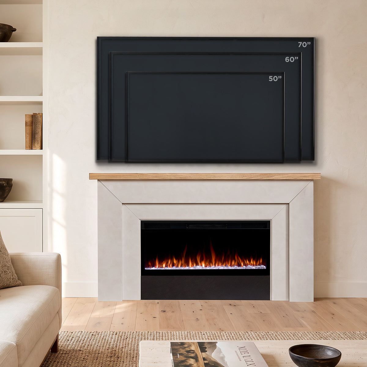 Malie SMART Landscape Electric Fireplace - Real Flame