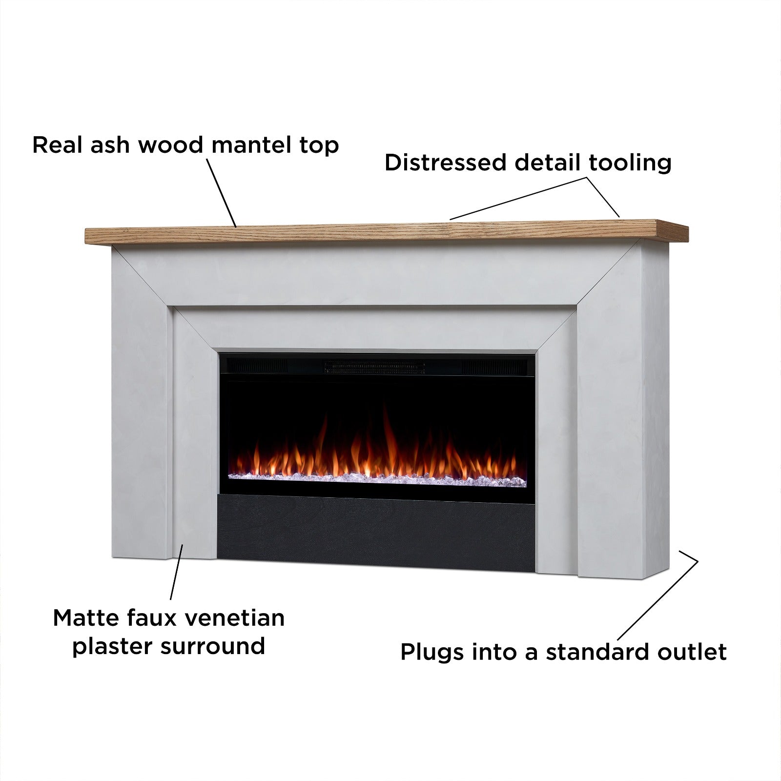 Malie SMART Landscape Electric Fireplace - Real Flame