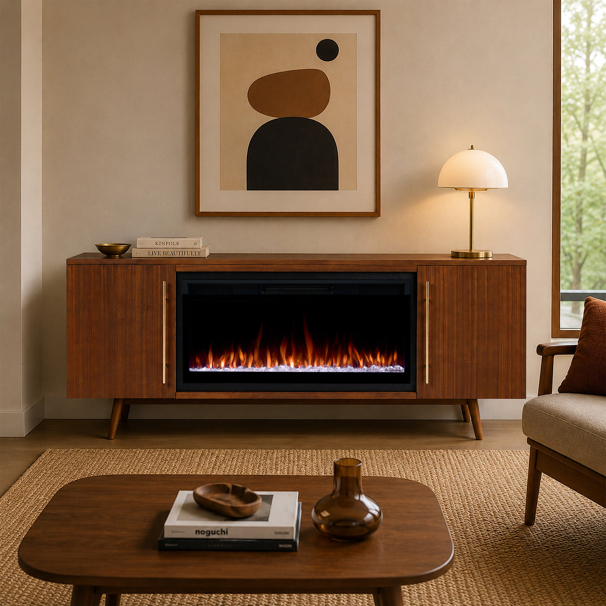 Morris SMART Landscape Electric Fireplace TV Stand - Real Flame