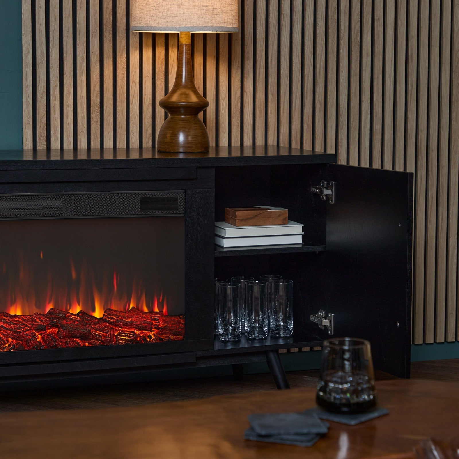 Morris Landscape Electric Fireplace TV Stand - Real Flame