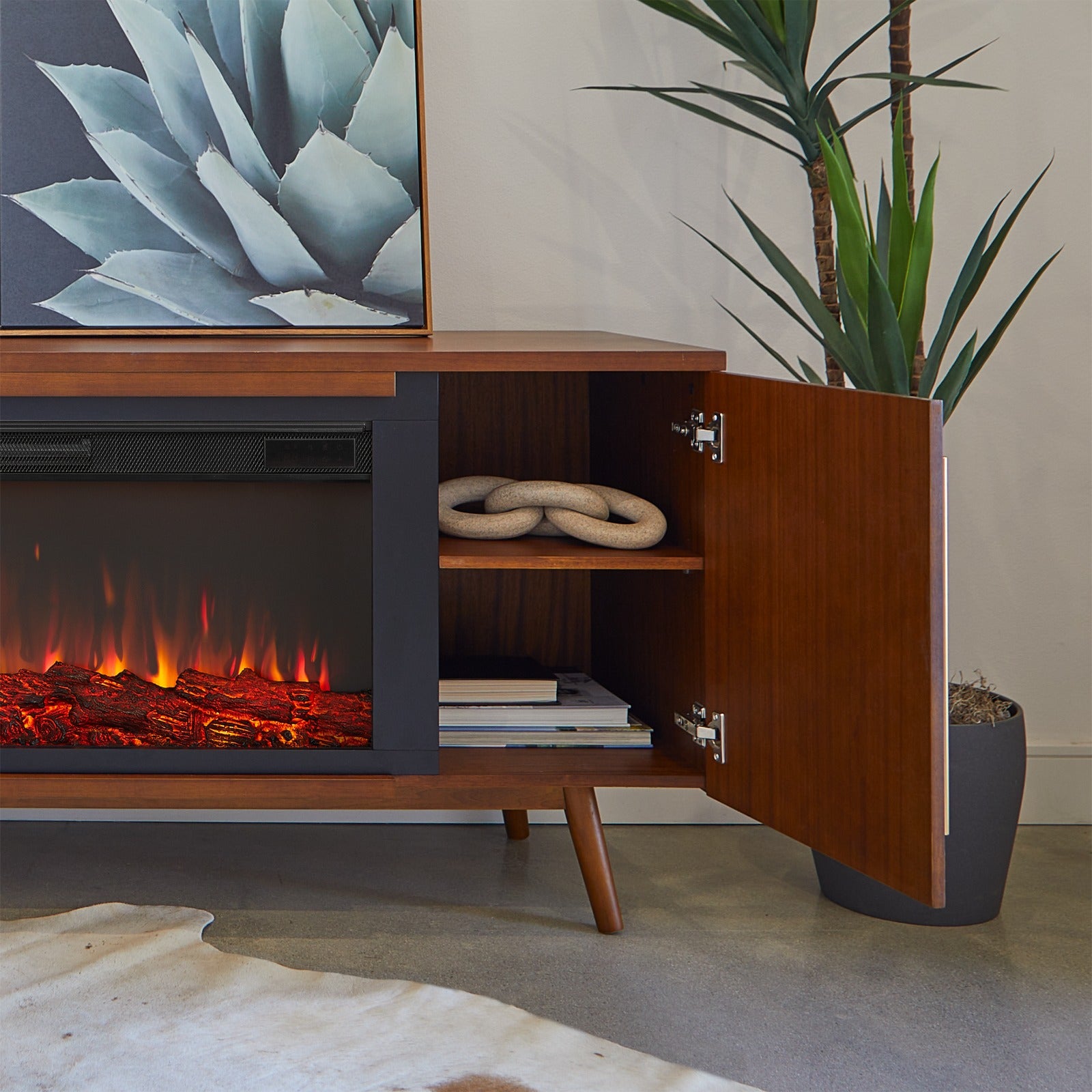 Morris Landscape Electric Fireplace TV Stand - Real Flame