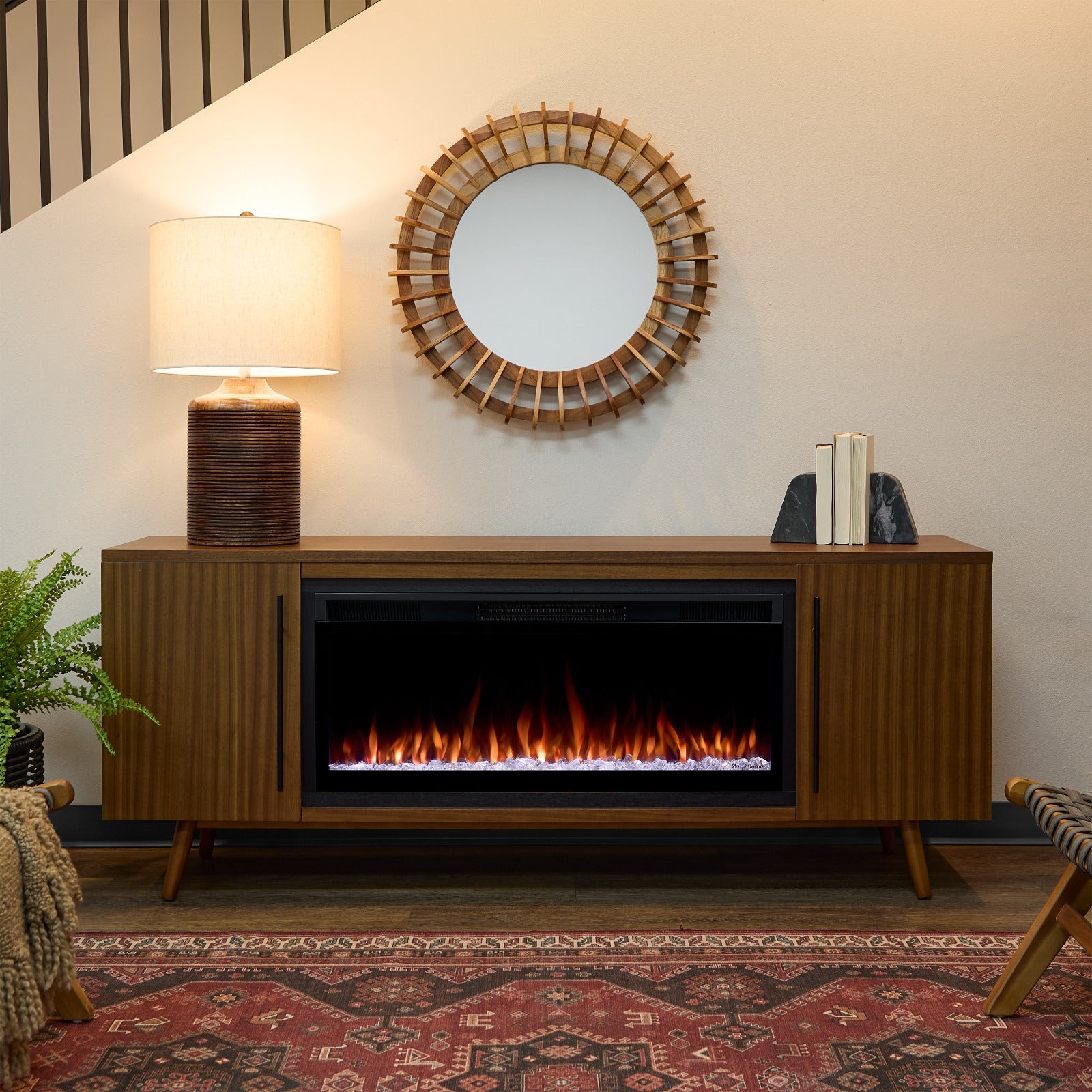 Morris SMART Landscape Electric Fireplace TV Stand - Real Flame