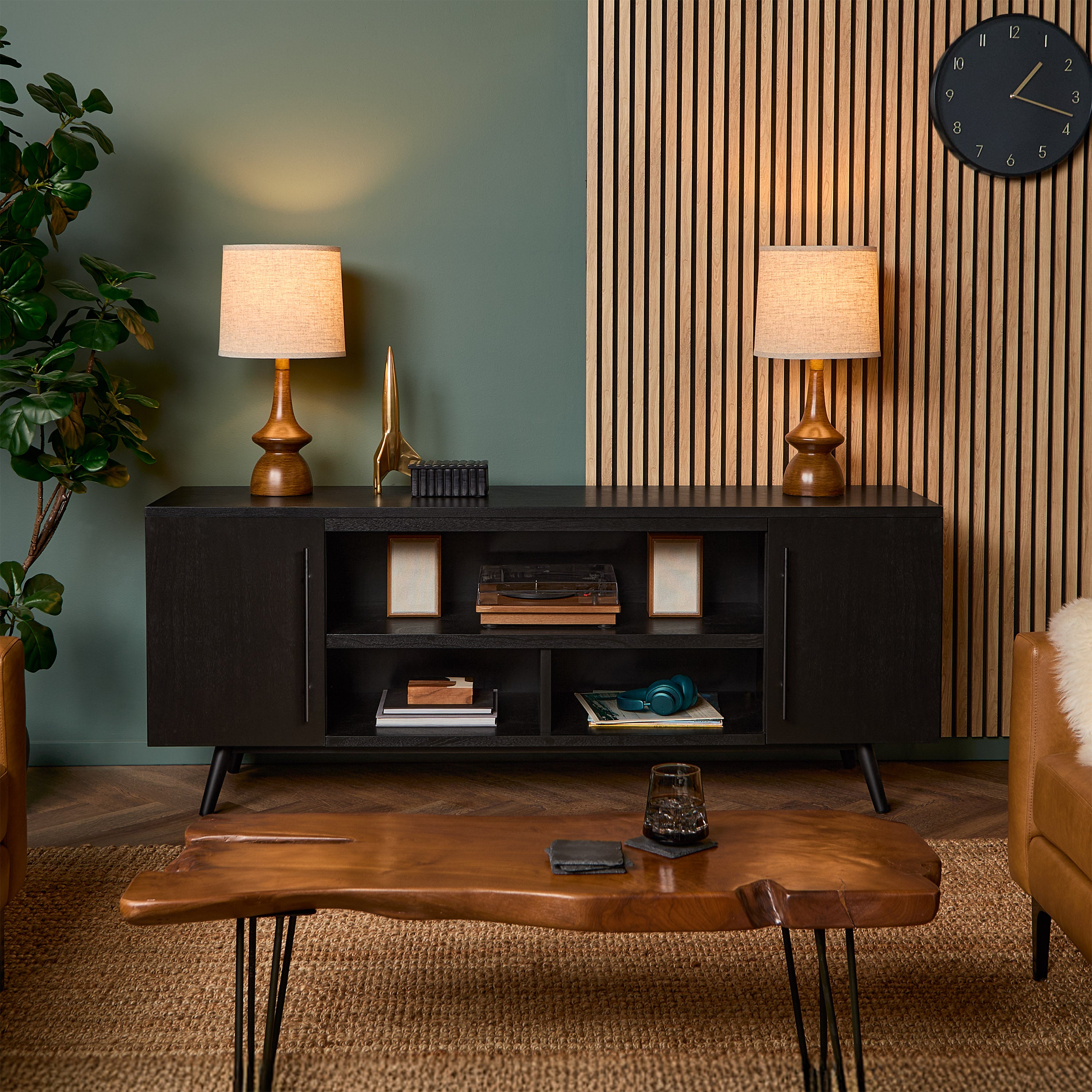 Morris TV Stand - Real Flame