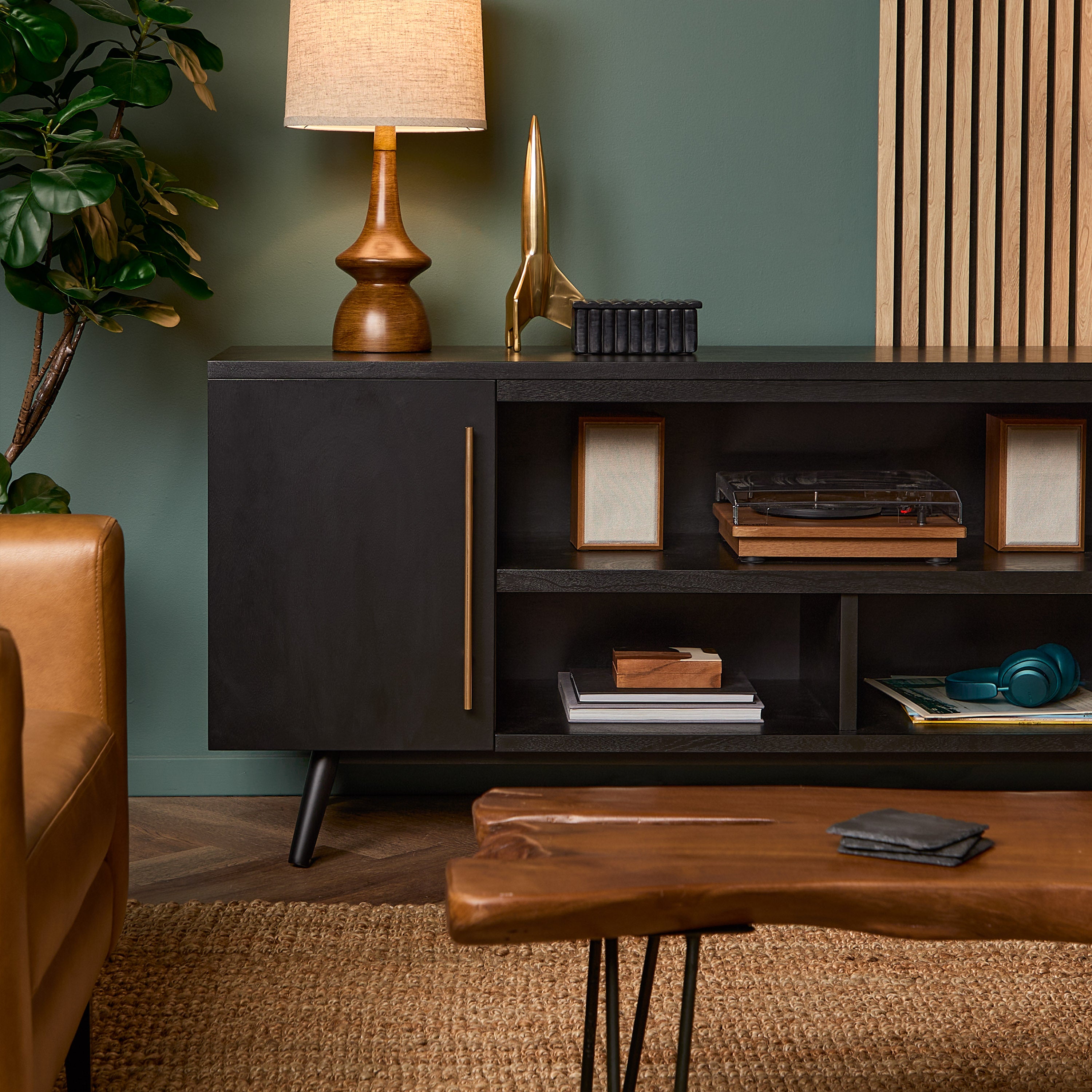 Morris TV Stand - Real Flame
