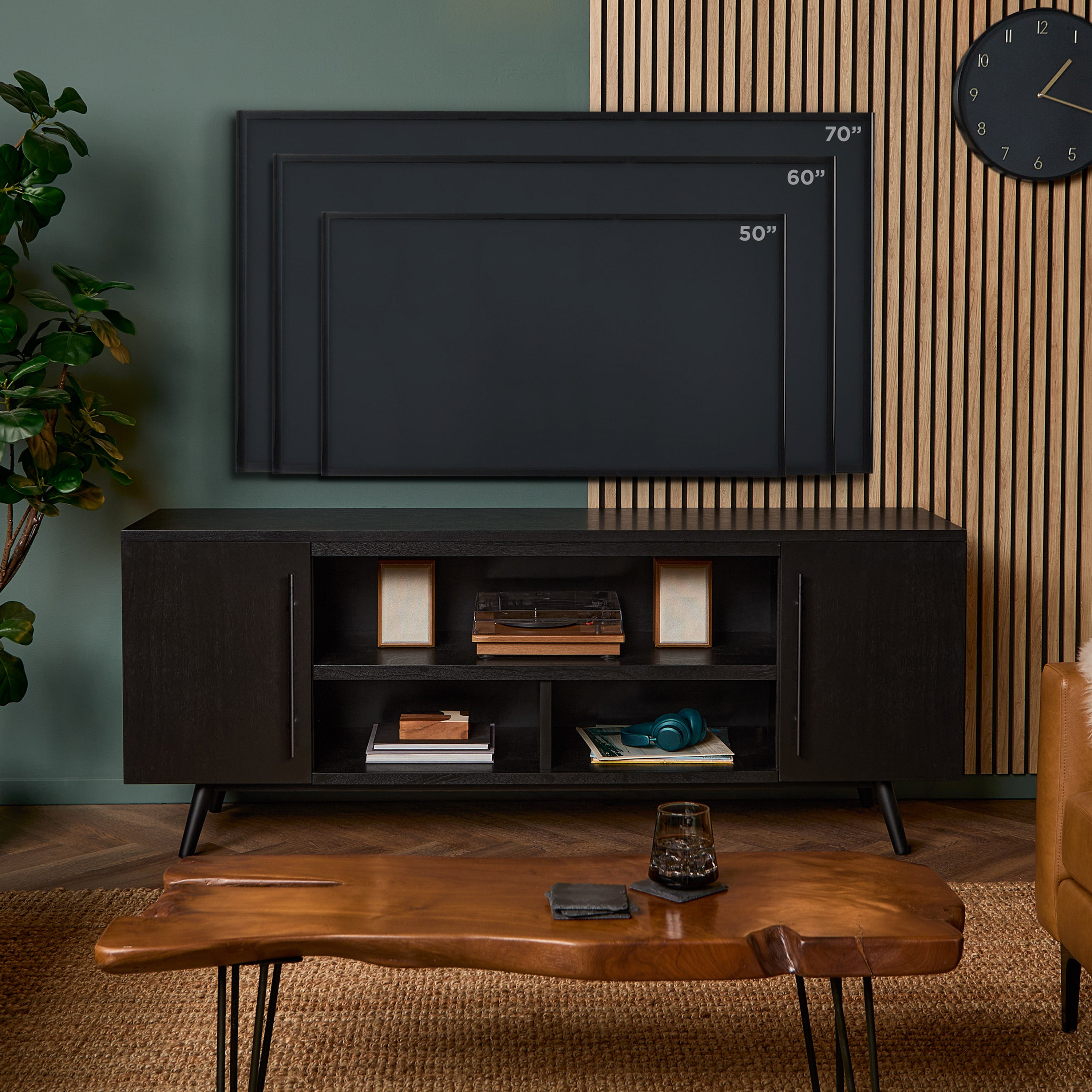 Morris TV Stand - Real Flame
