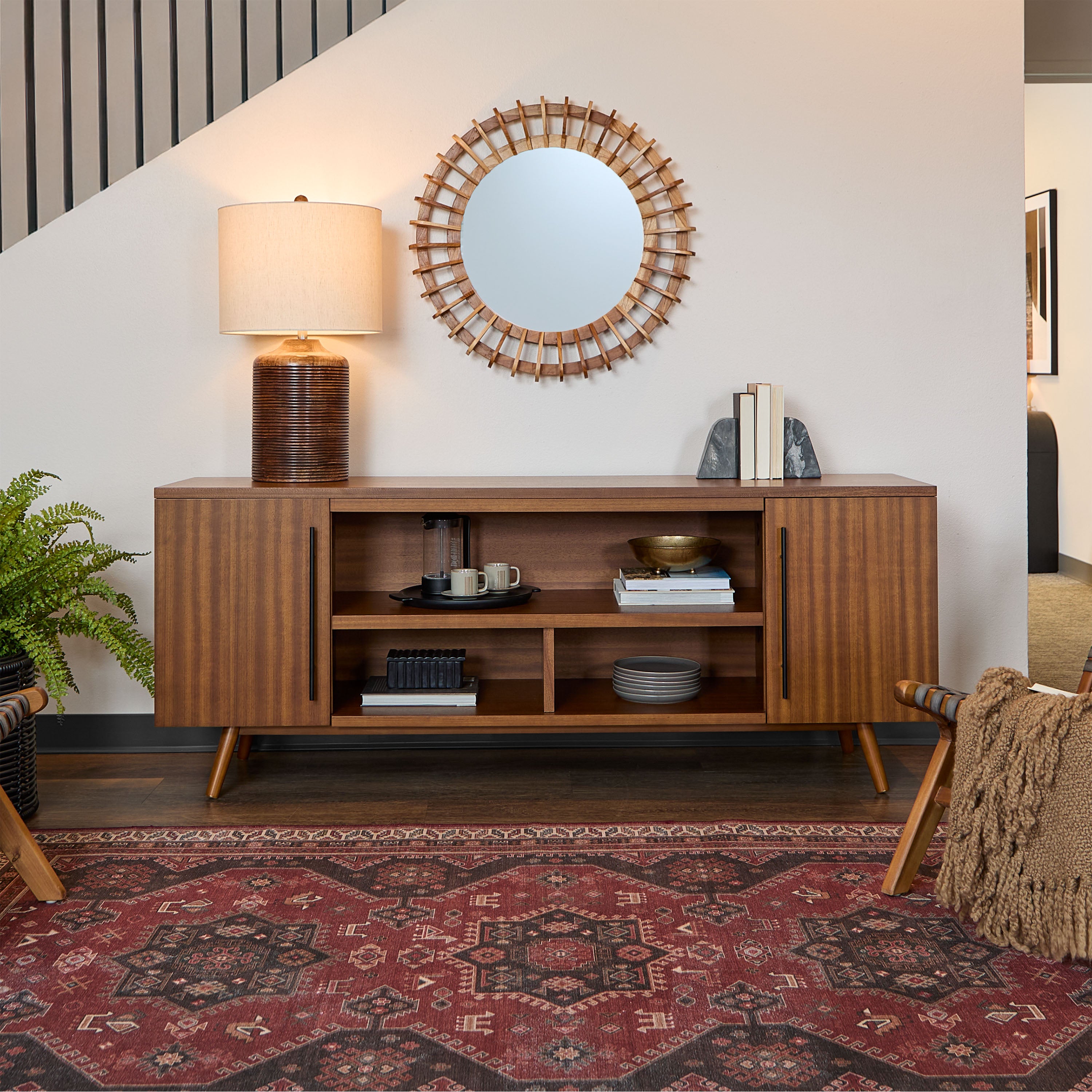 Morris TV Stand - Real Flame
