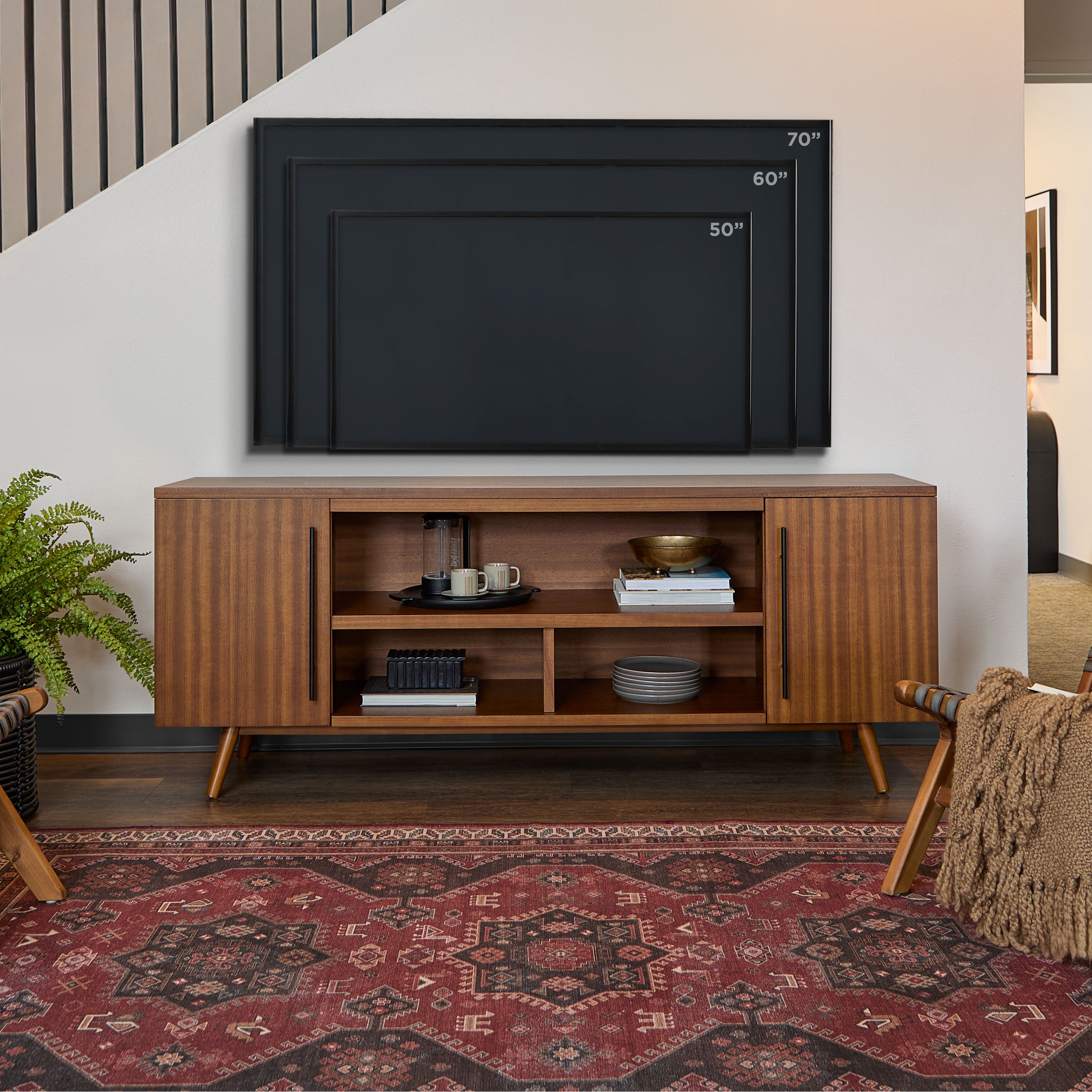 Morris TV Stand - Real Flame