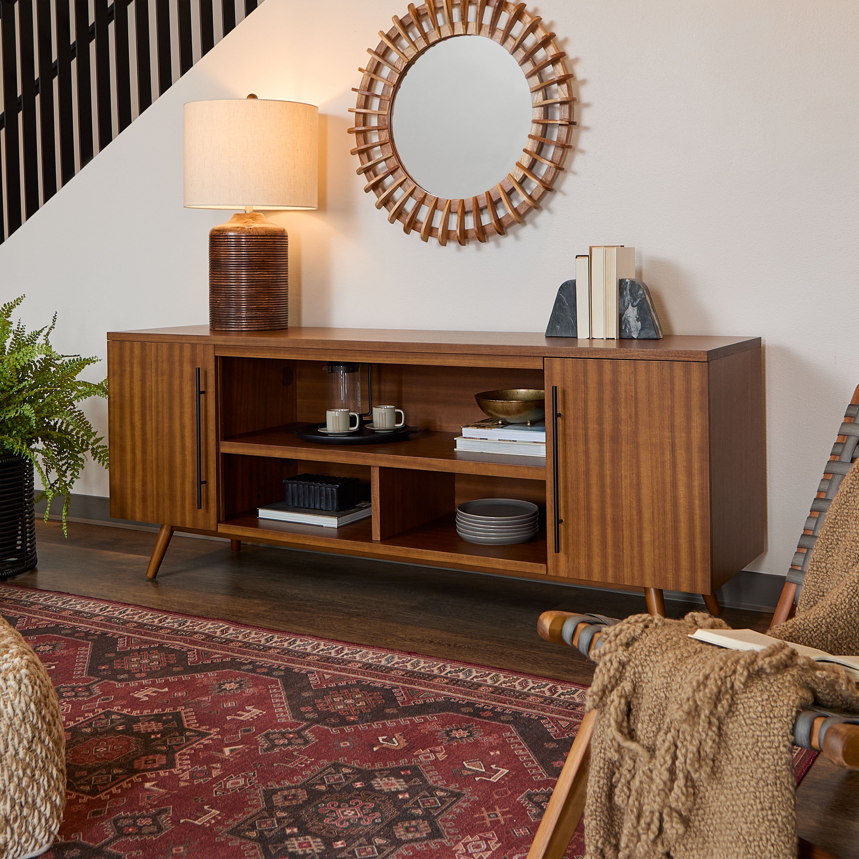 Morris TV Stand - Real Flame