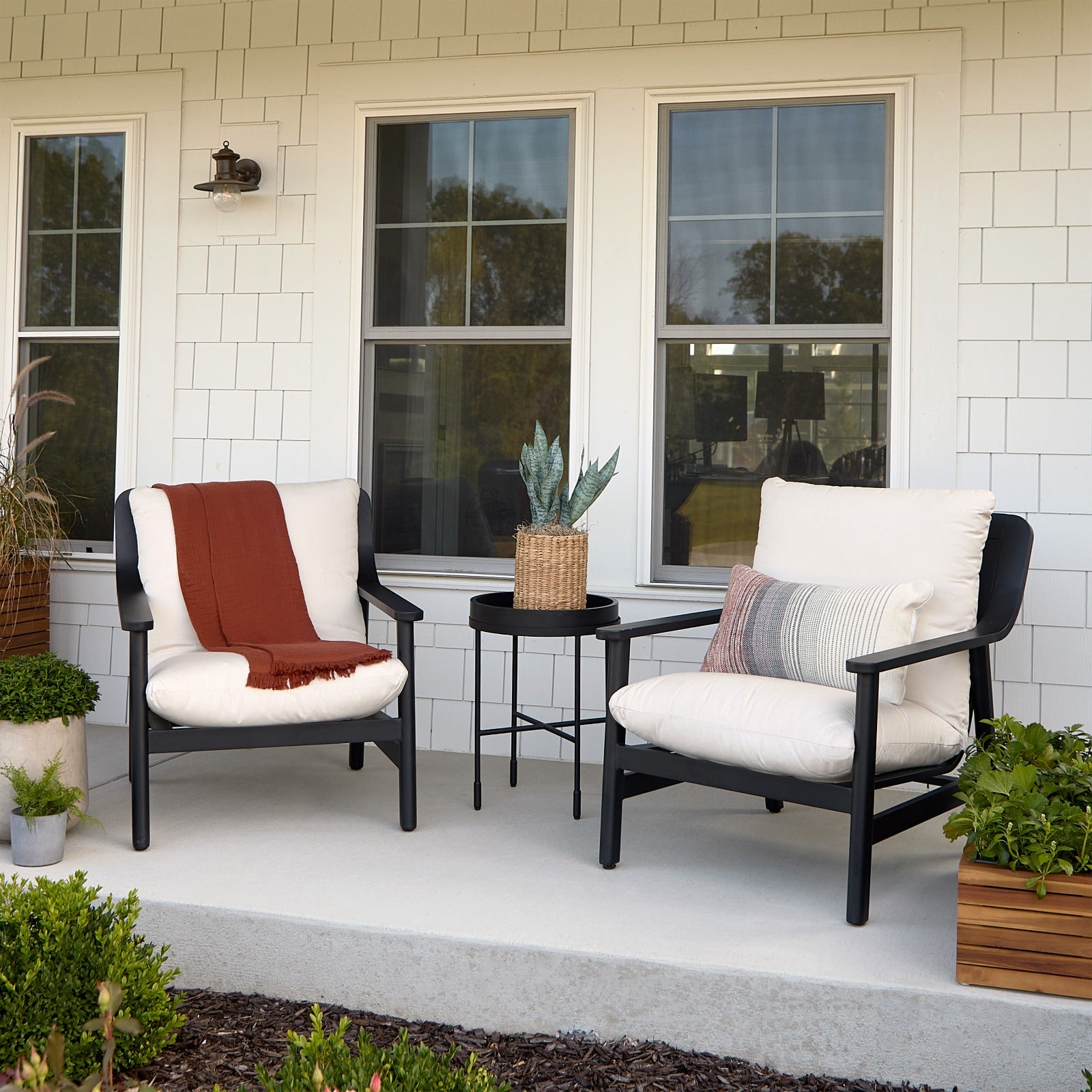 Pomona Outdoor Chair Set With Sunbrella® Cushions - Real Flame