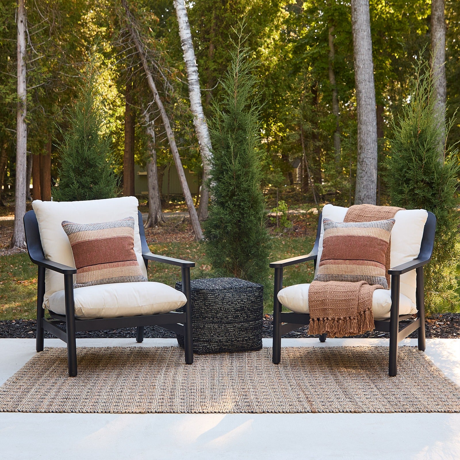 Pomona Outdoor Chair Set With Sunbrella® Cushions - Real Flame