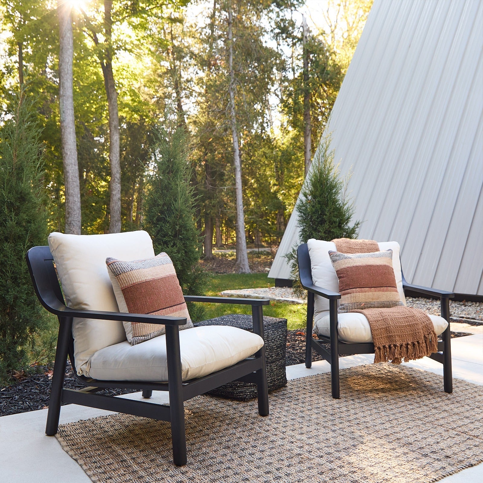 Pomona Outdoor Chair Set With Sunbrella® Cushions - Real Flame