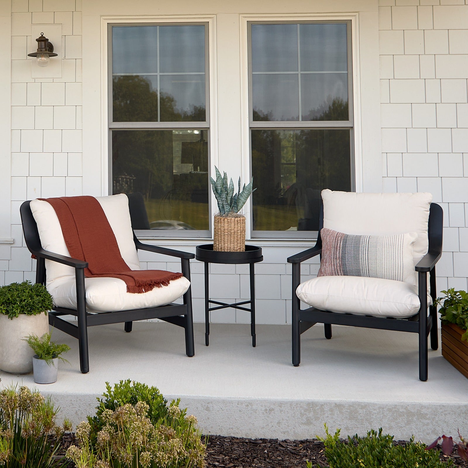 Pomona Outdoor Chair Set With Sunbrella® Cushions - Real Flame