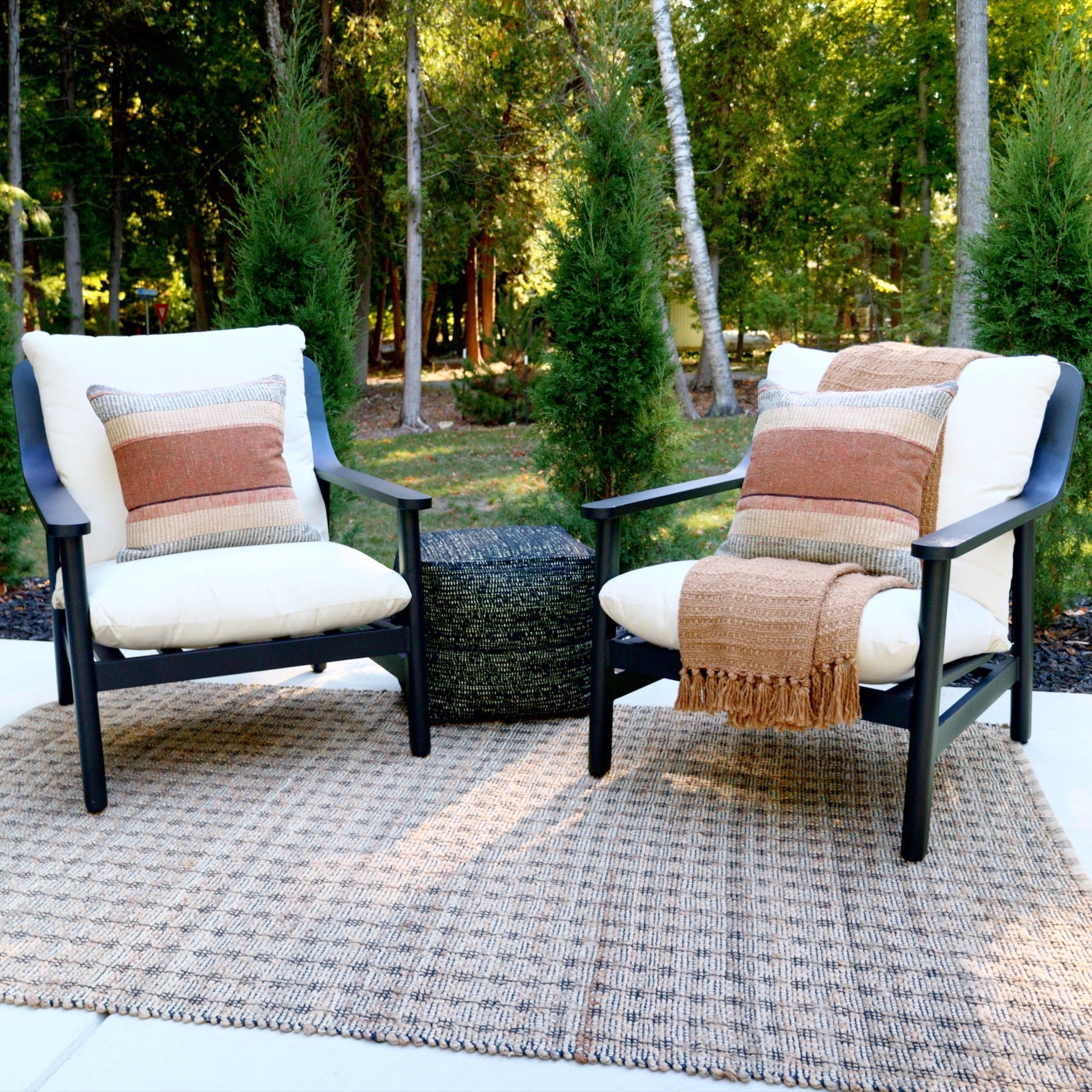Pomona Outdoor Chair Set With Sunbrella® Cushions - Real Flame