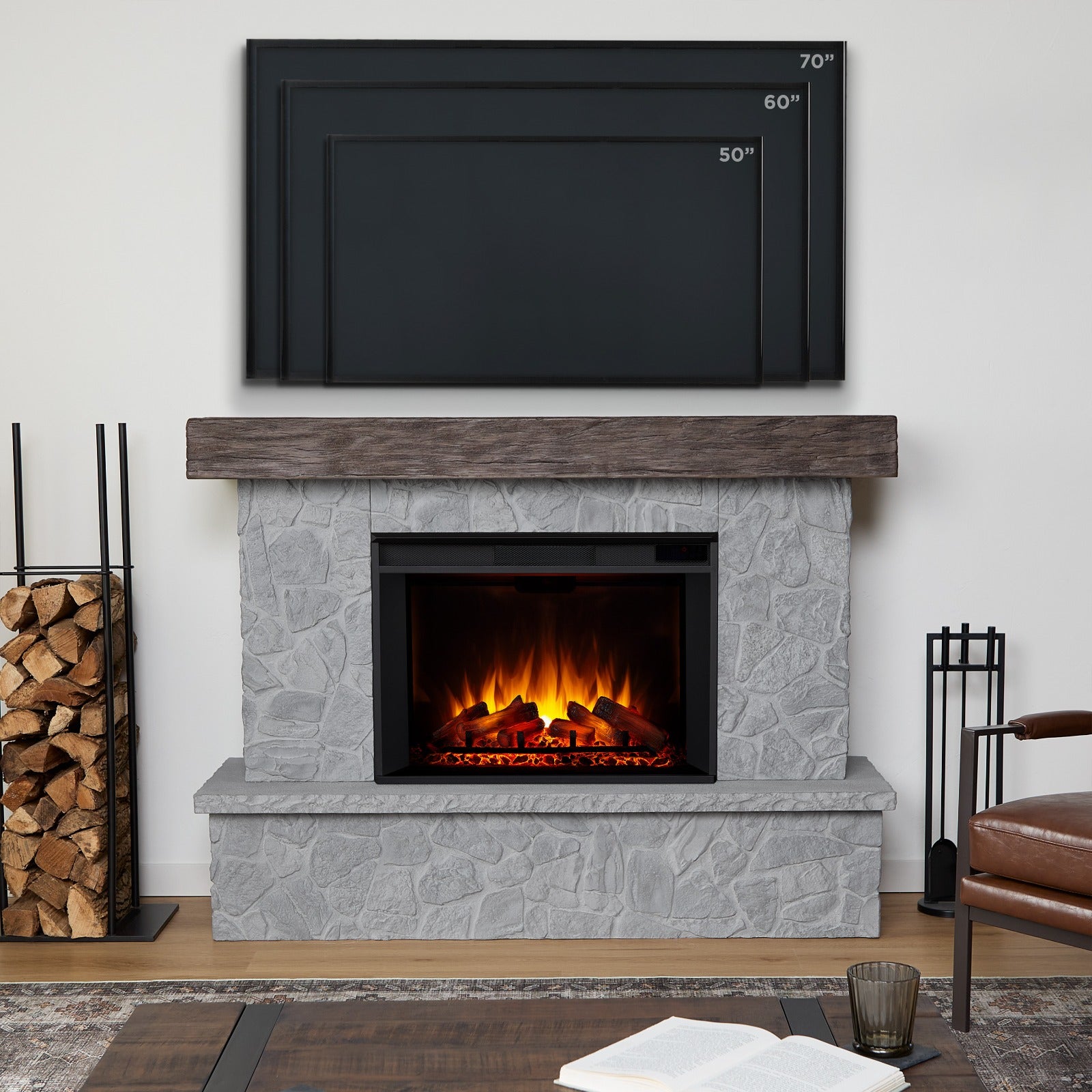Odette Grand Electric Fireplace - Real Flame