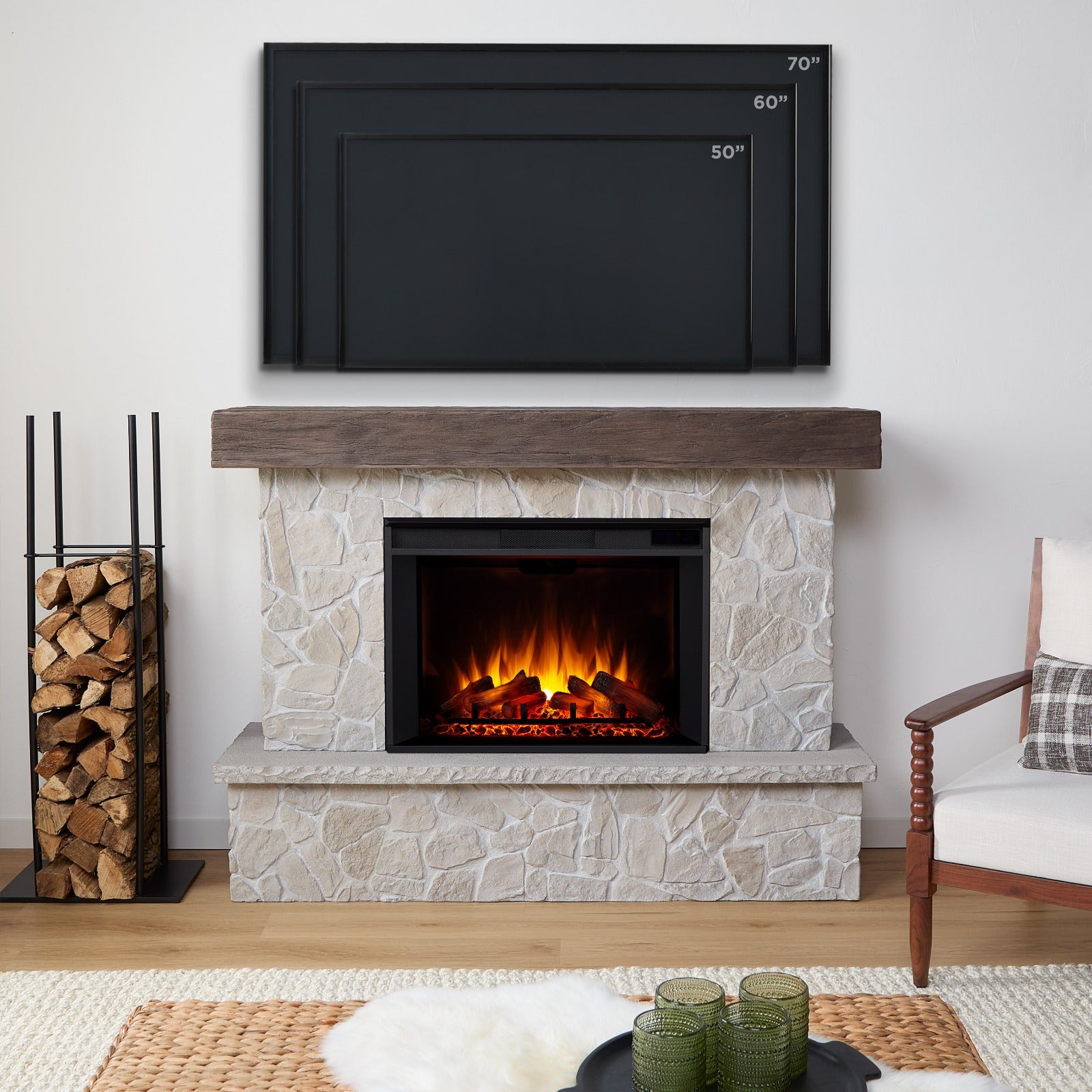 Odette Grand Electric Fireplace - Real Flame