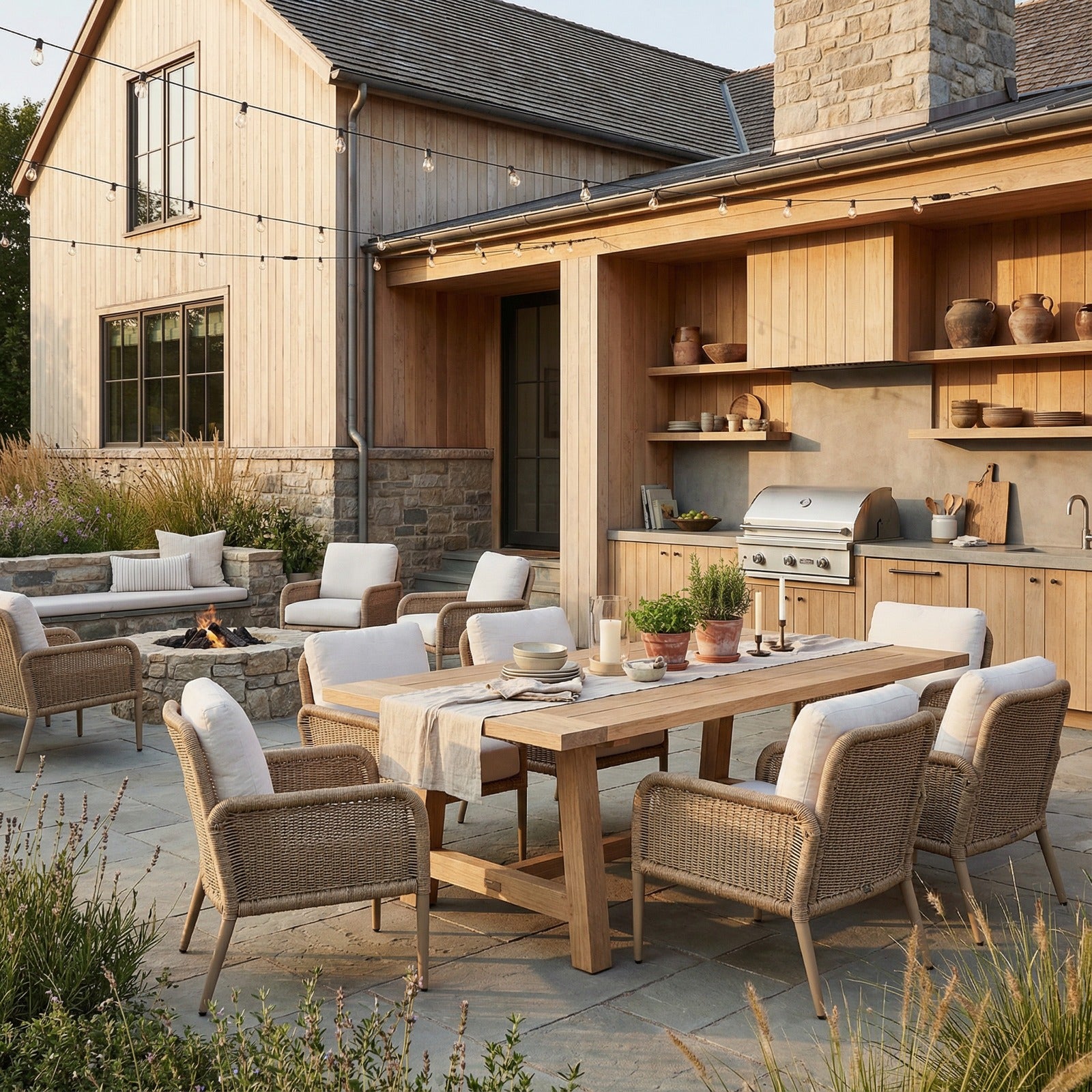Morro Outdoor Chair With Sunbrella® Cushions - Real Flame