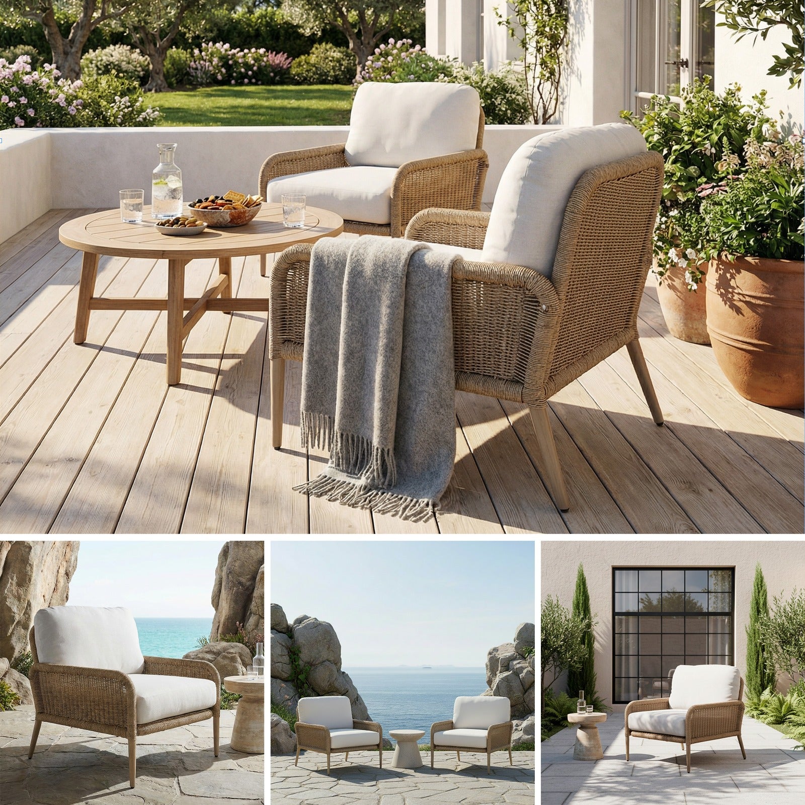 Morro Outdoor Chair With Sunbrella® Cushions - Real Flame