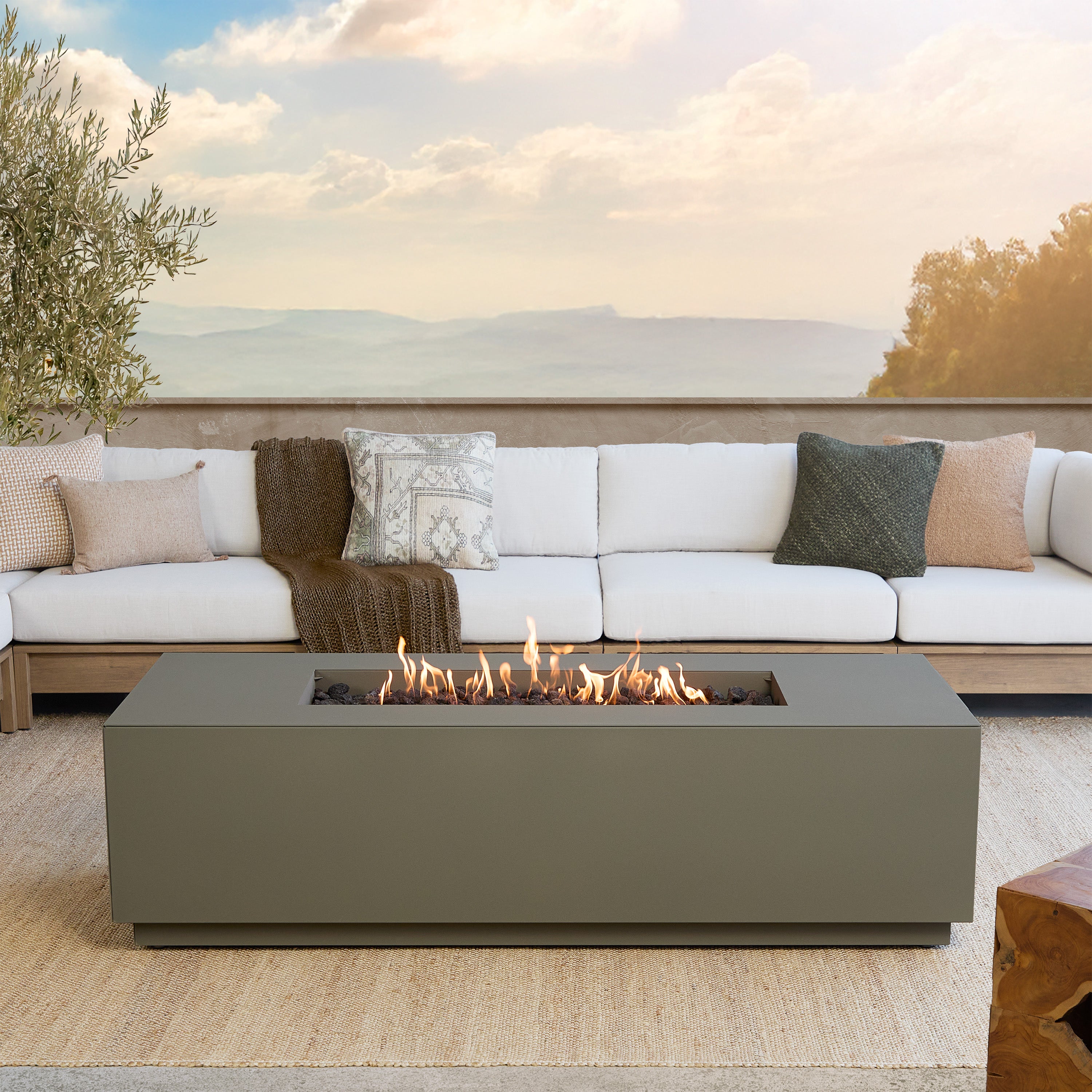 Neven 72" Rectangle Fire Table with Hidden Propane Tank - Real Flame