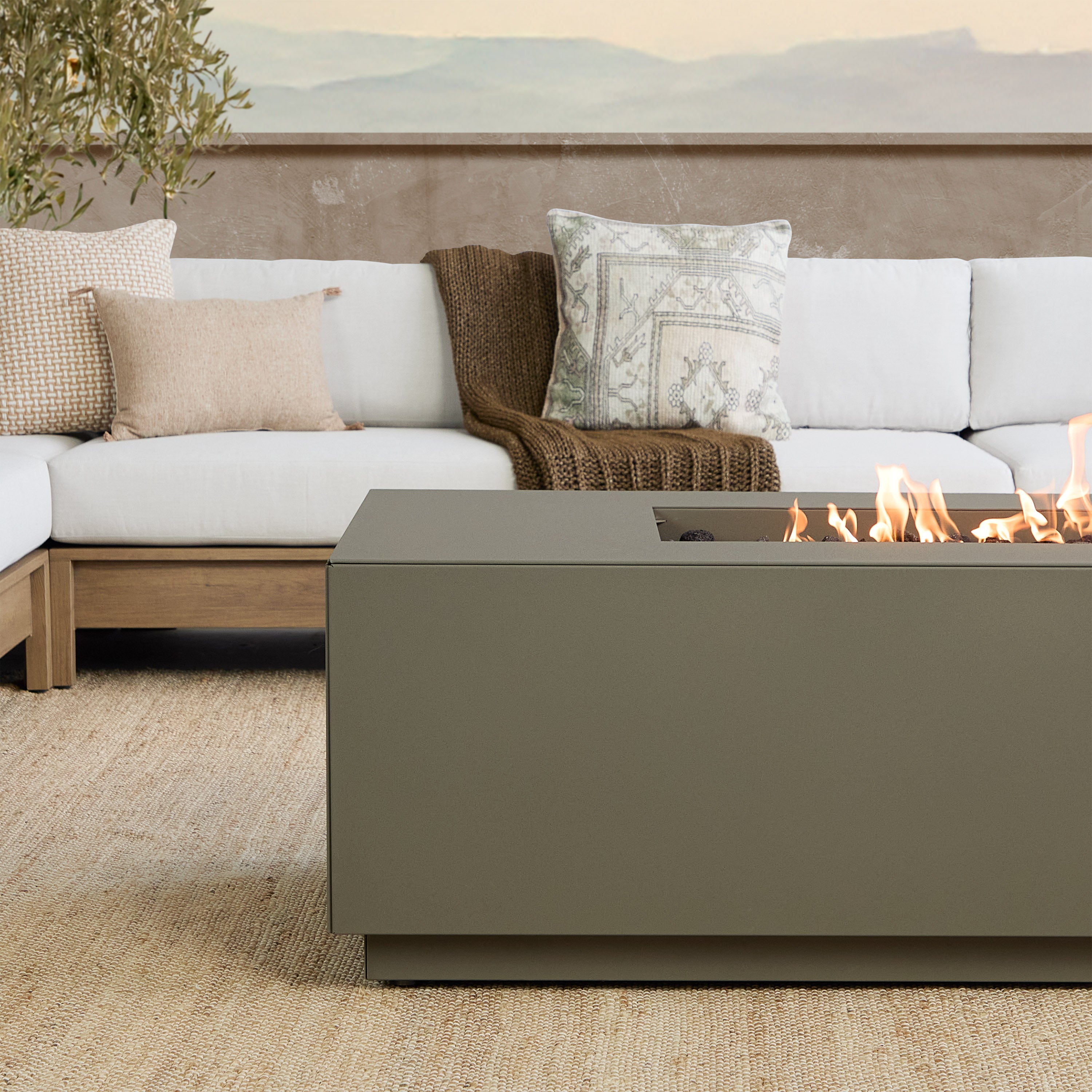 Neven 72" Rectangle Fire Table with Hidden Propane Tank - Real Flame