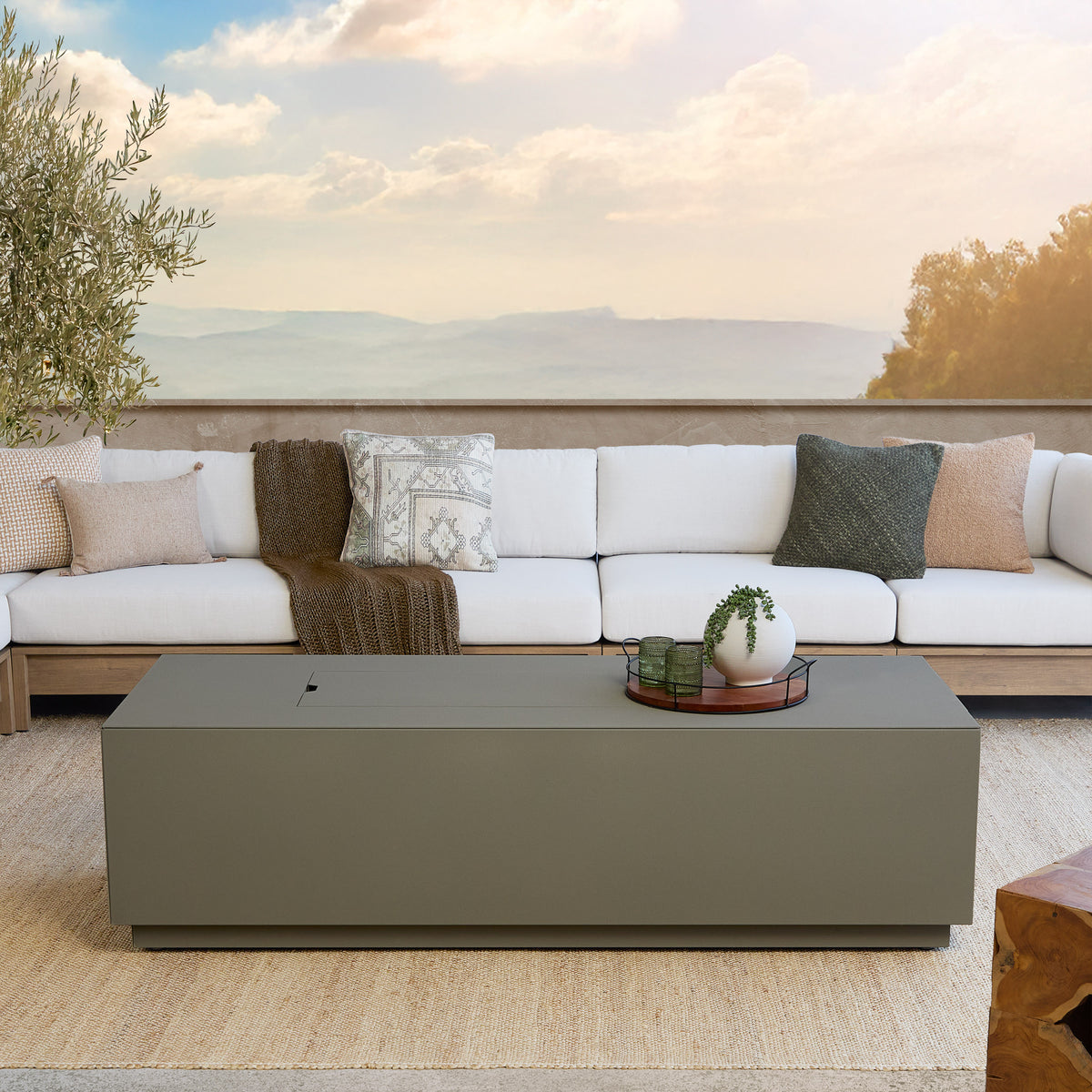 Neven 72" Rectangle Fire Table with Hidden Propane Tank - Real Flame
