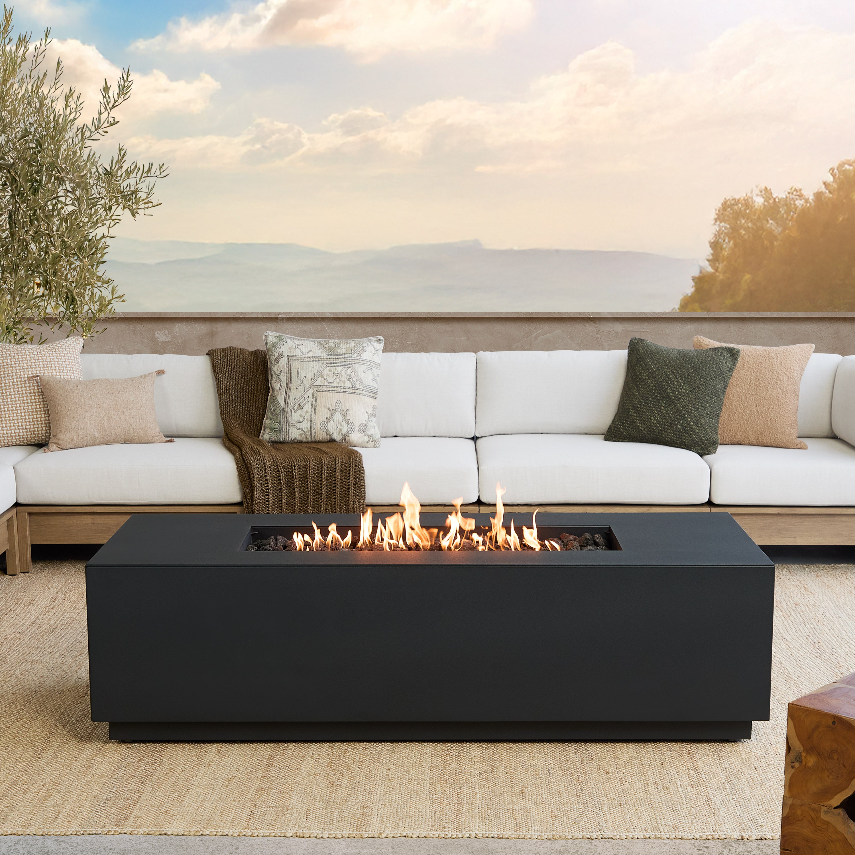 Neven 72" Rectangle Fire Table with Hidden Propane Tank - Real Flame