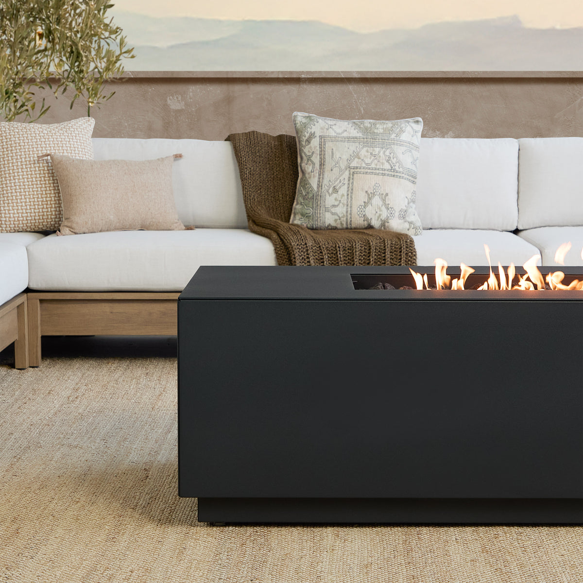 Neven 72" Rectangle Fire Table with Hidden Propane Tank - Real Flame