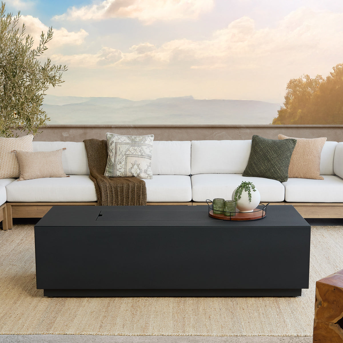 Neven 72" Rectangle Fire Table with Hidden Propane Tank - Real Flame