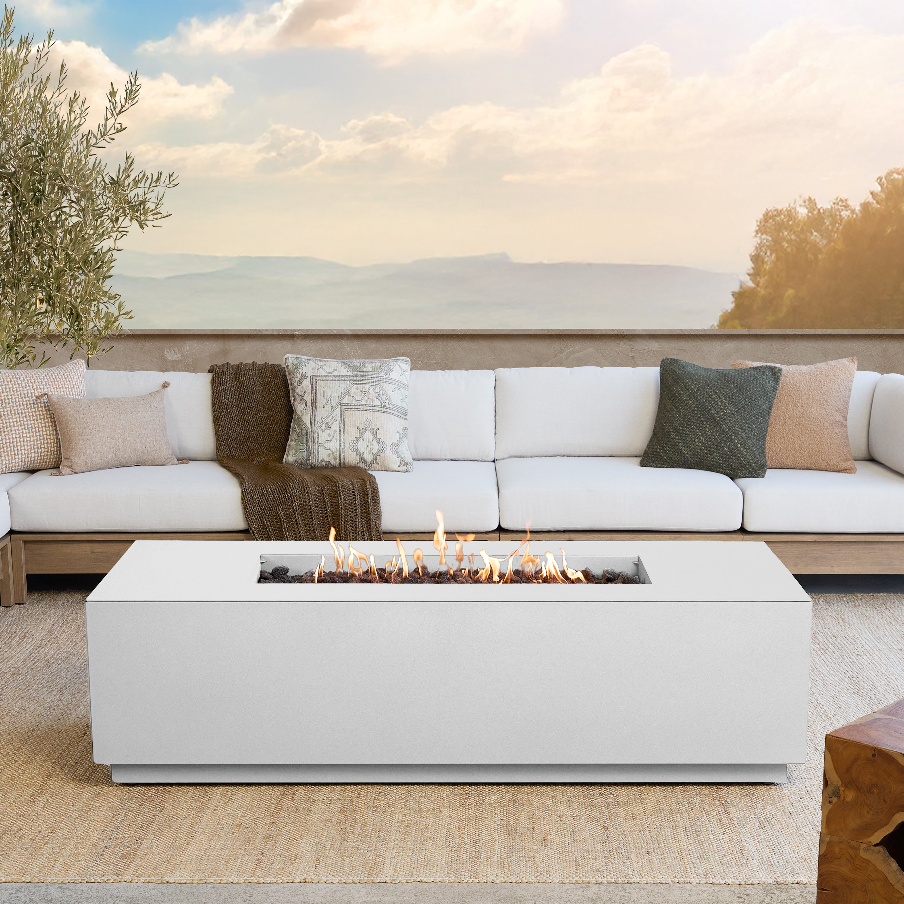 Neven 72" Rectangle Fire Table with Hidden Propane Tank - Real Flame