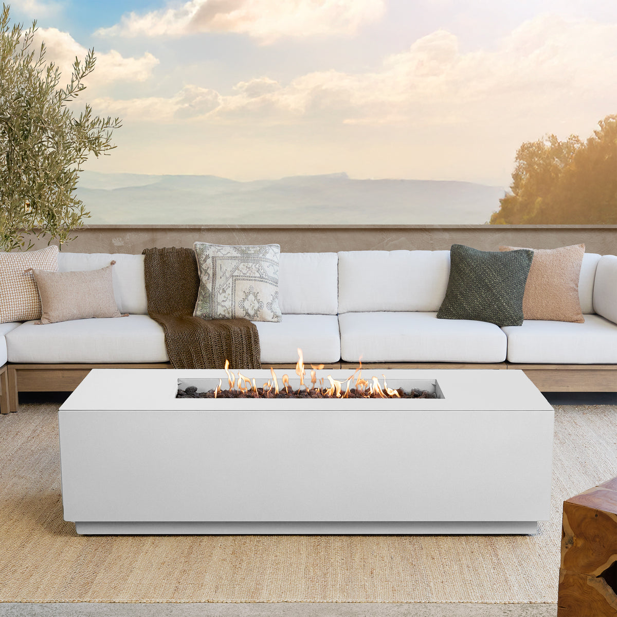 Neven 58" Rectangle Fire Table with Hidden Propane Tank - Real Flame