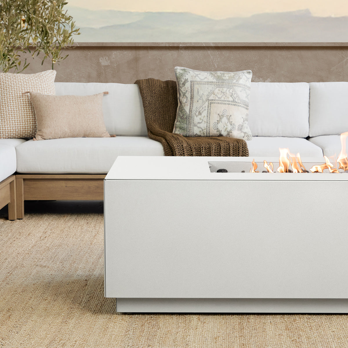 Neven 72" Rectangle Fire Table with Hidden Propane Tank - Real Flame