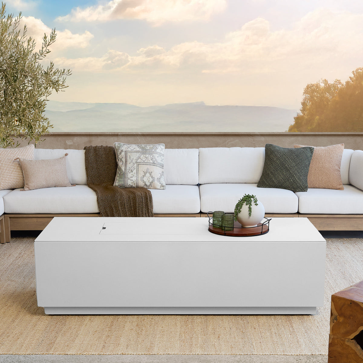 Neven 72" Rectangle Fire Table with Hidden Propane Tank - Real Flame