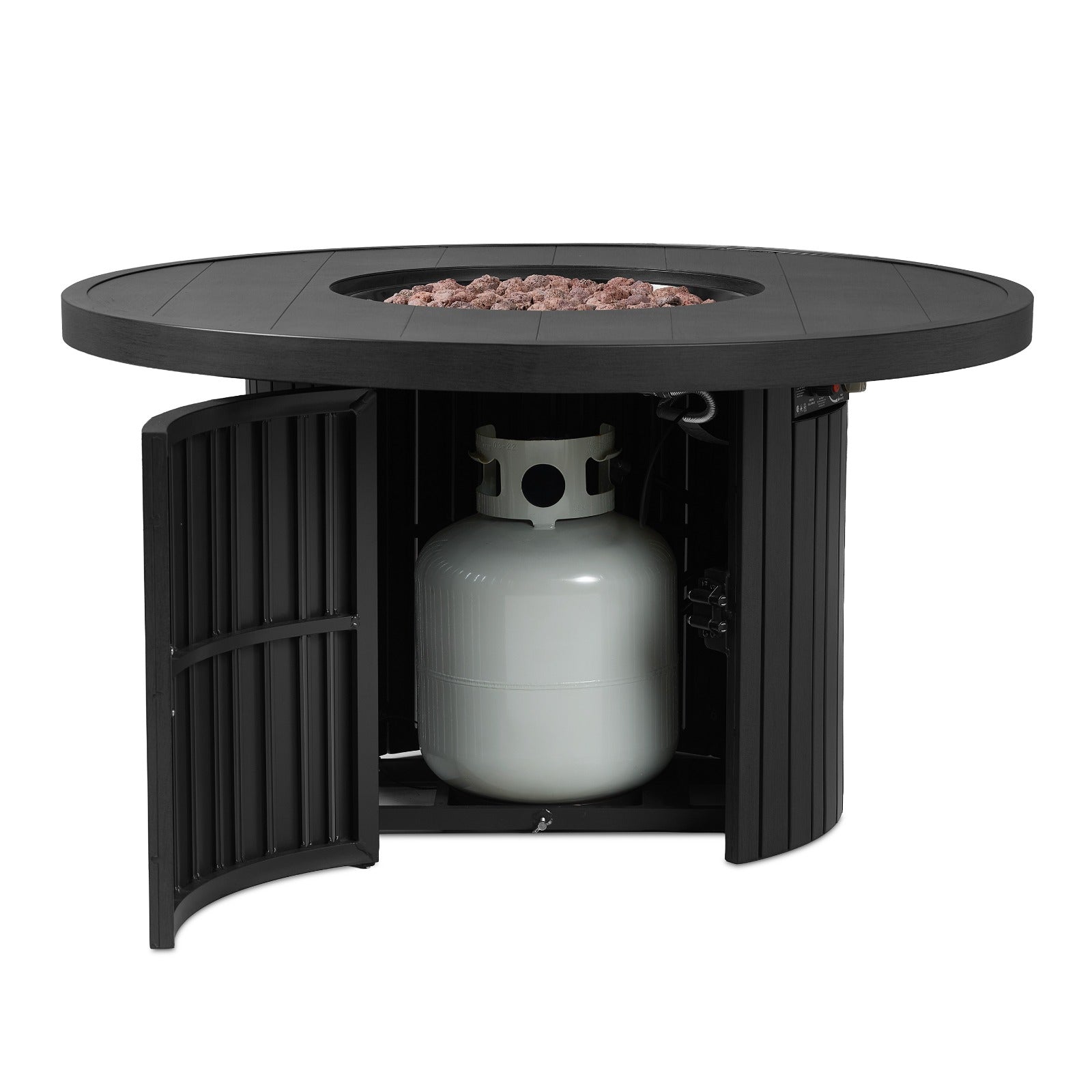 Calvin 44" Round Fire Pit Table With Hidden Propane Tank - Real Flame