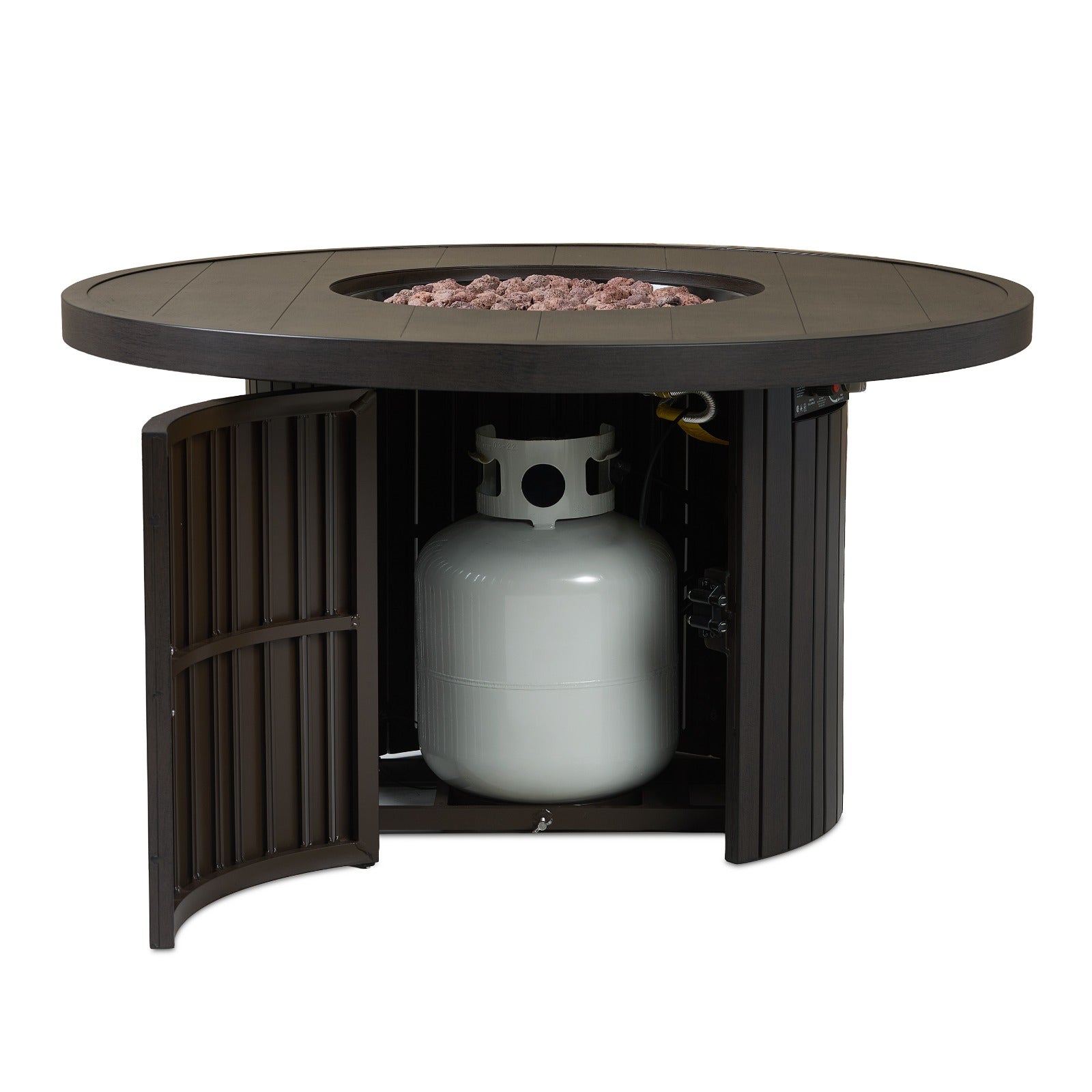 Calvin 44" Round Fire Pit Table With Hidden Propane Tank - Real Flame