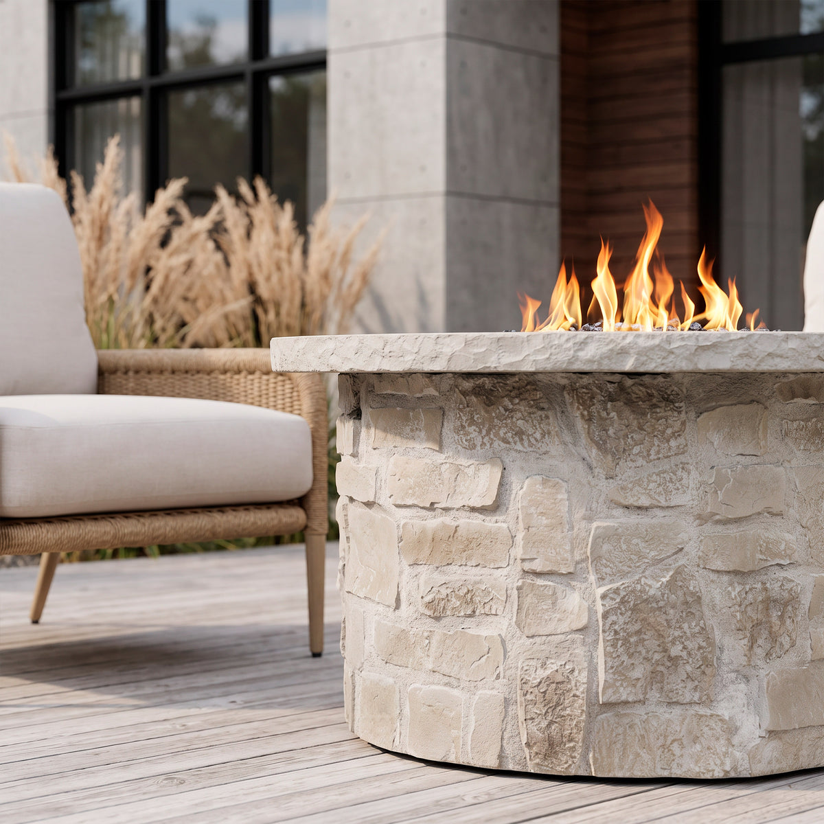 Scottsdale 40" Round Propane Fire Pit Table With Hidden Tank - Real Flame