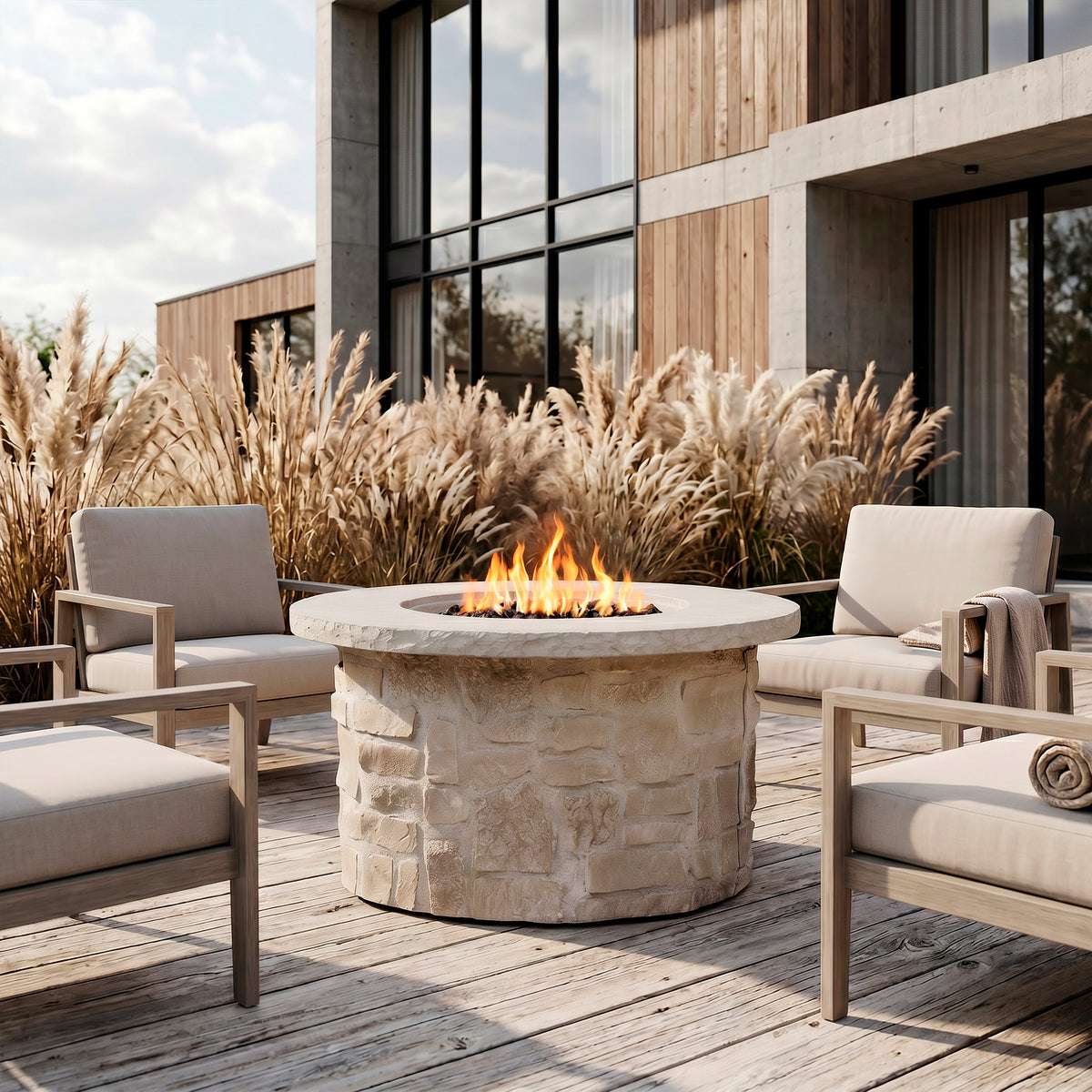 Scottsdale 40" Round Propane Fire Pit Table With Hidden Tank - Real Flame