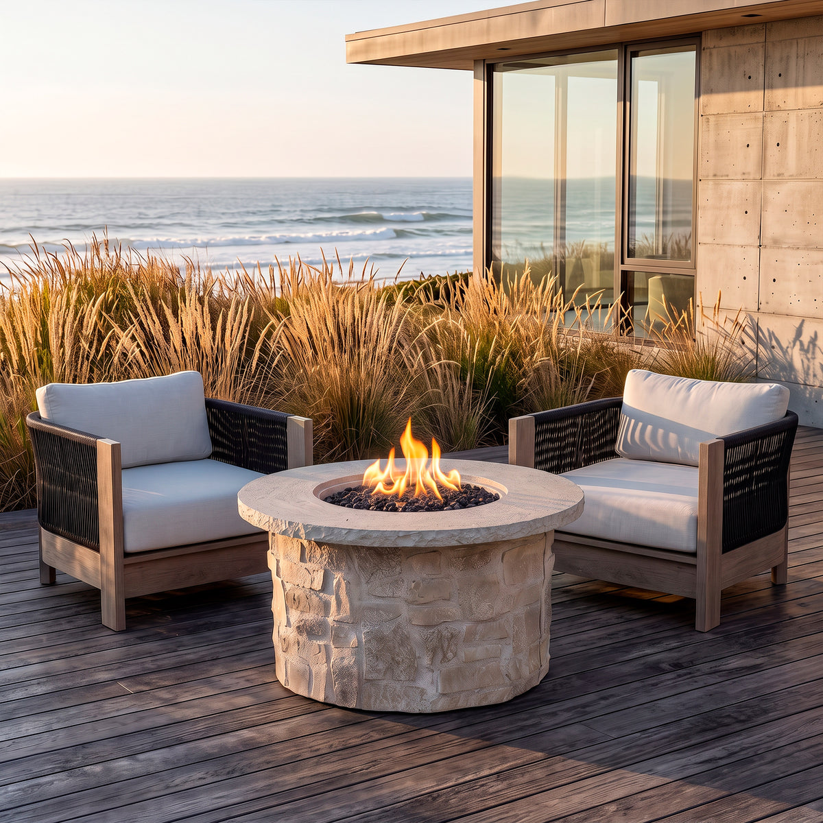 Scottsdale 40" Round Propane Fire Pit Table With Hidden Tank - Real Flame