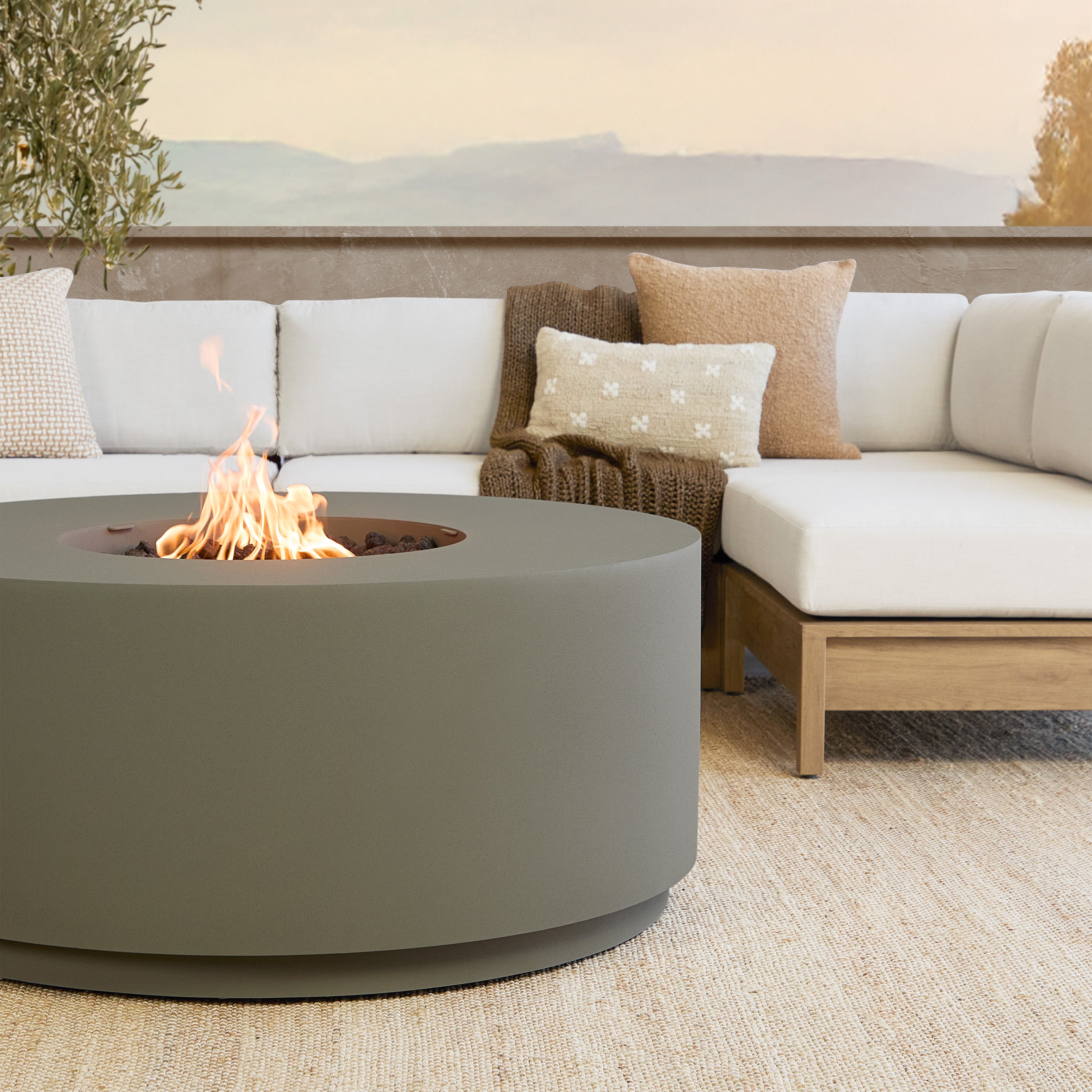 Neven 47" Round Fire Table with Hidden Propane Tank - Real Flame