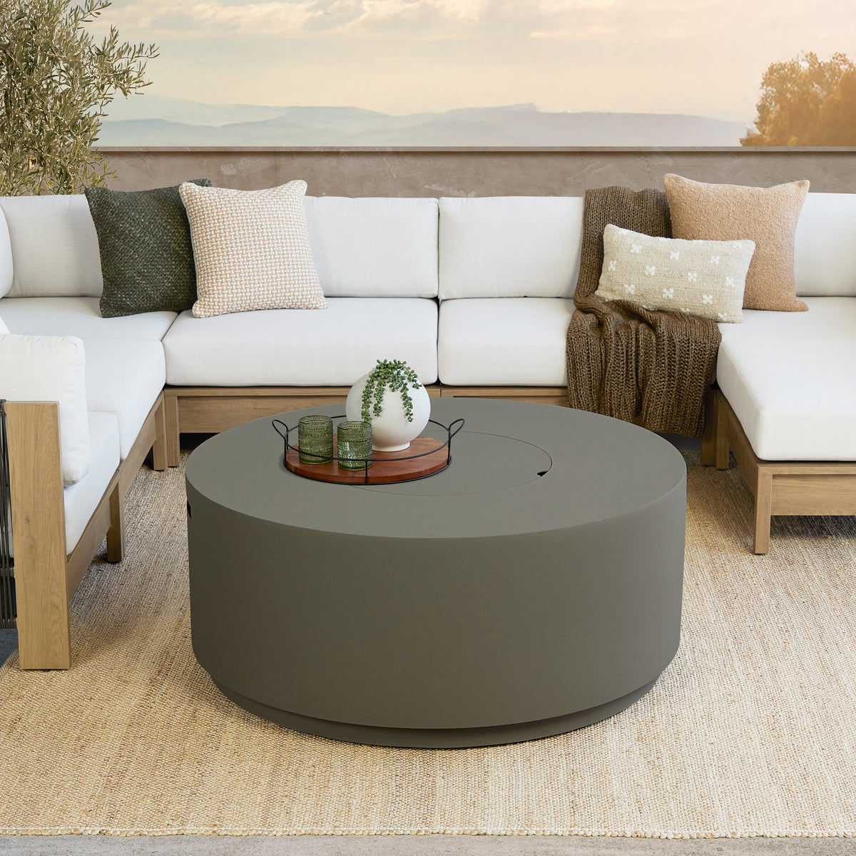 Neven 47" Round Fire Table with Hidden Propane Tank - Real Flame