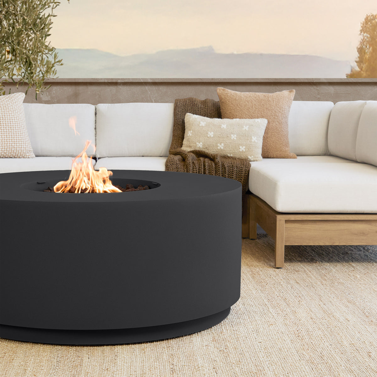 Neven 47" Round Fire Table with Hidden Propane Tank - Real Flame