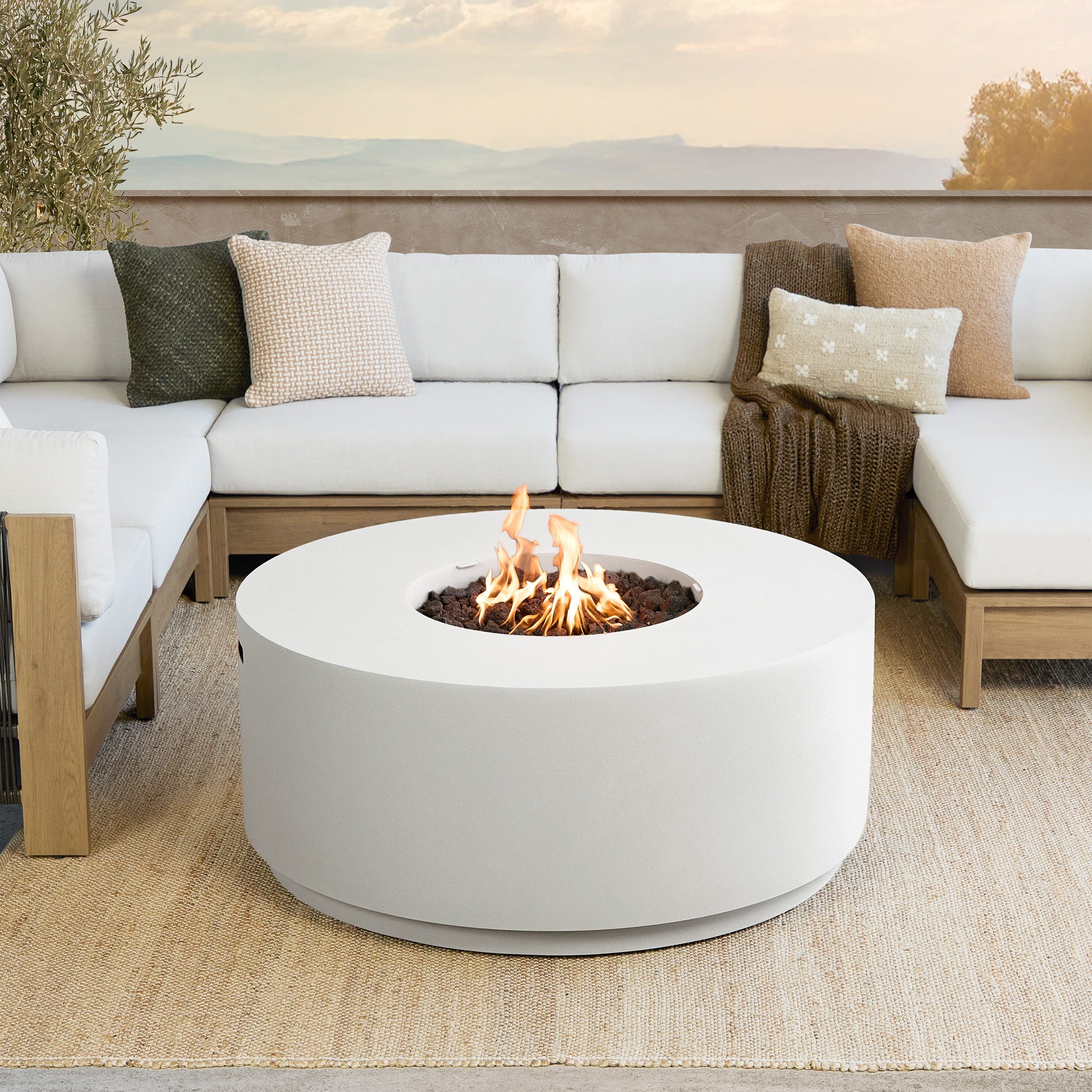 Neven 47" Round Fire Table with Hidden Propane Tank - Real Flame