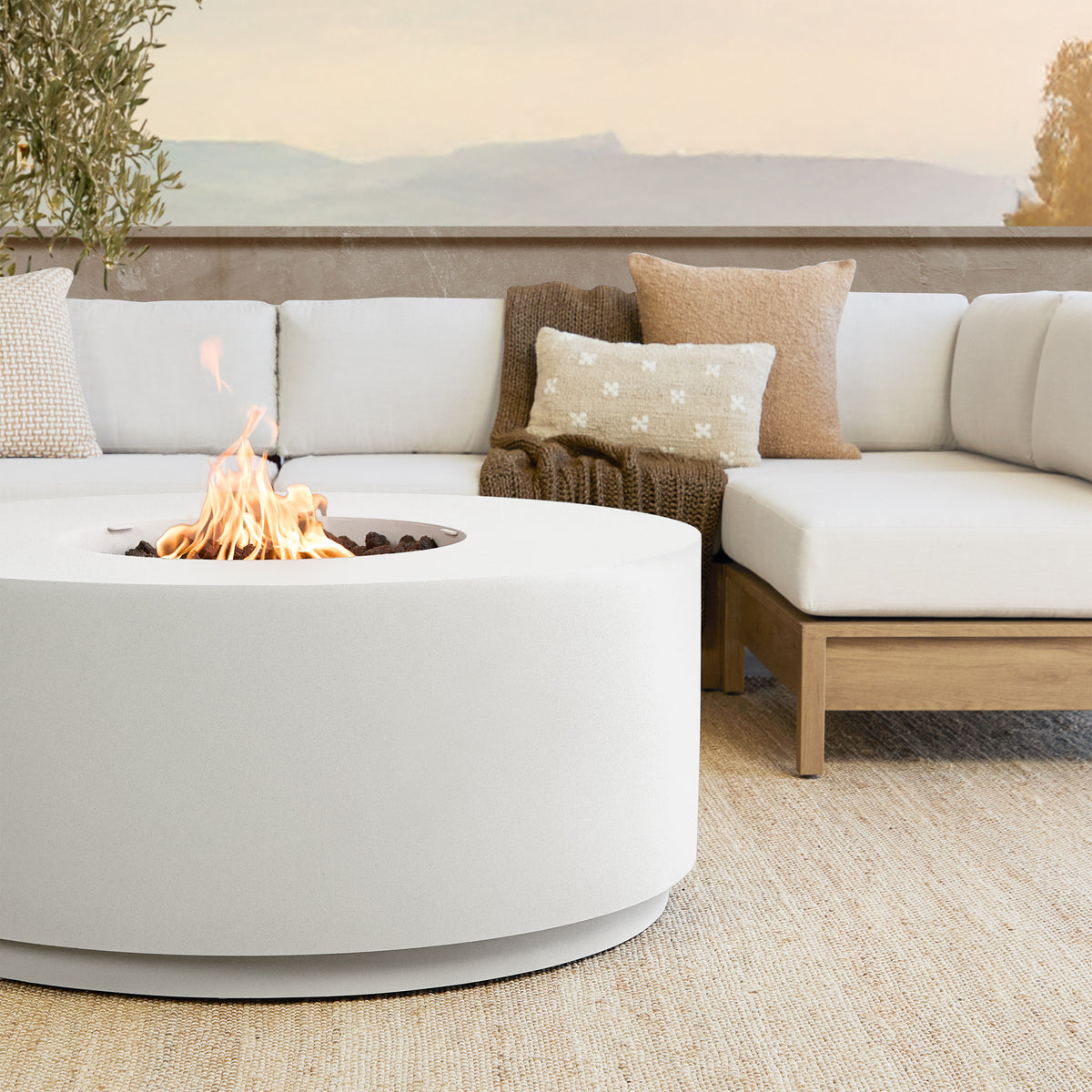 Neven 47" Round Fire Table with Hidden Propane Tank - Real Flame