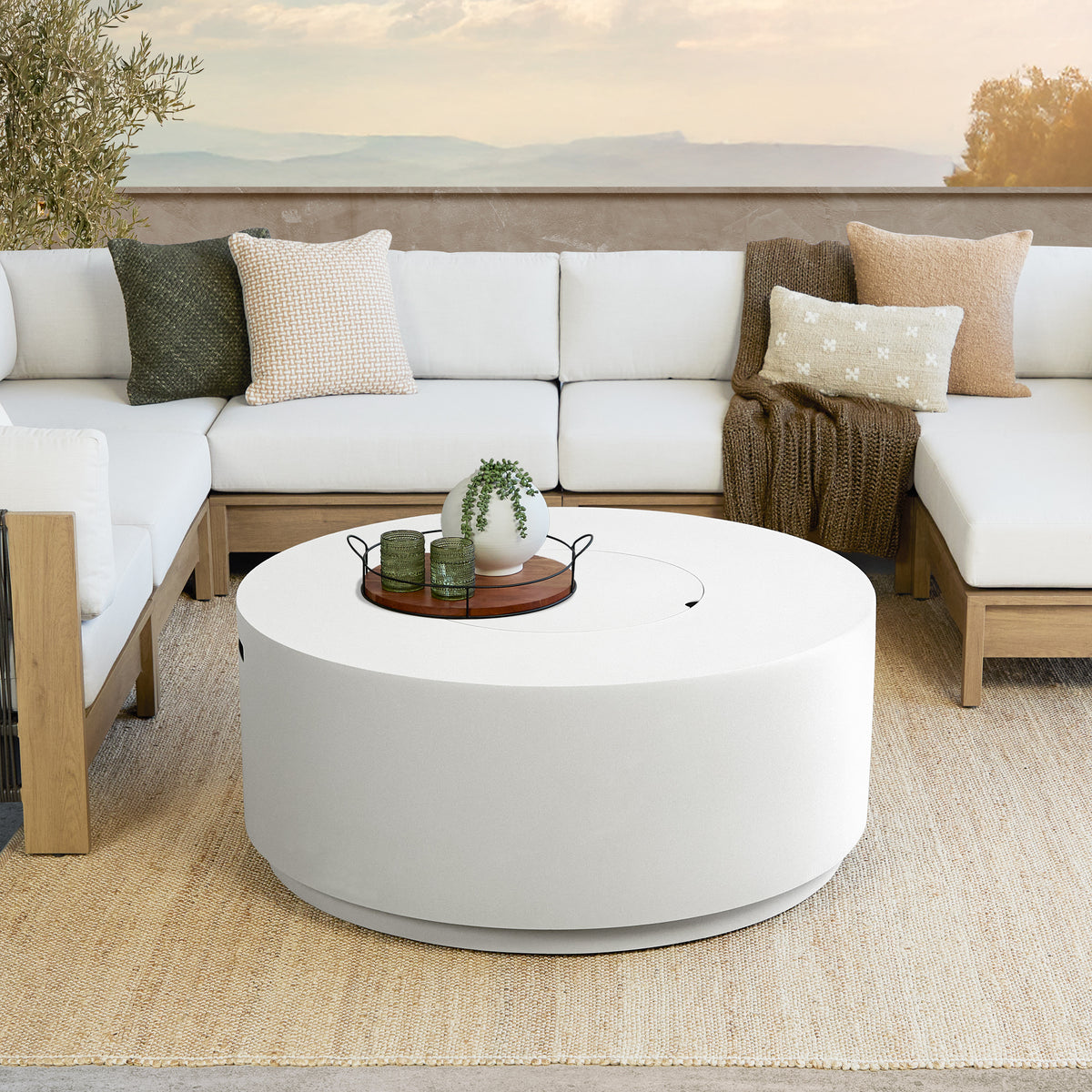 Neven 47" Round Fire Table with Hidden Propane Tank - Real Flame
